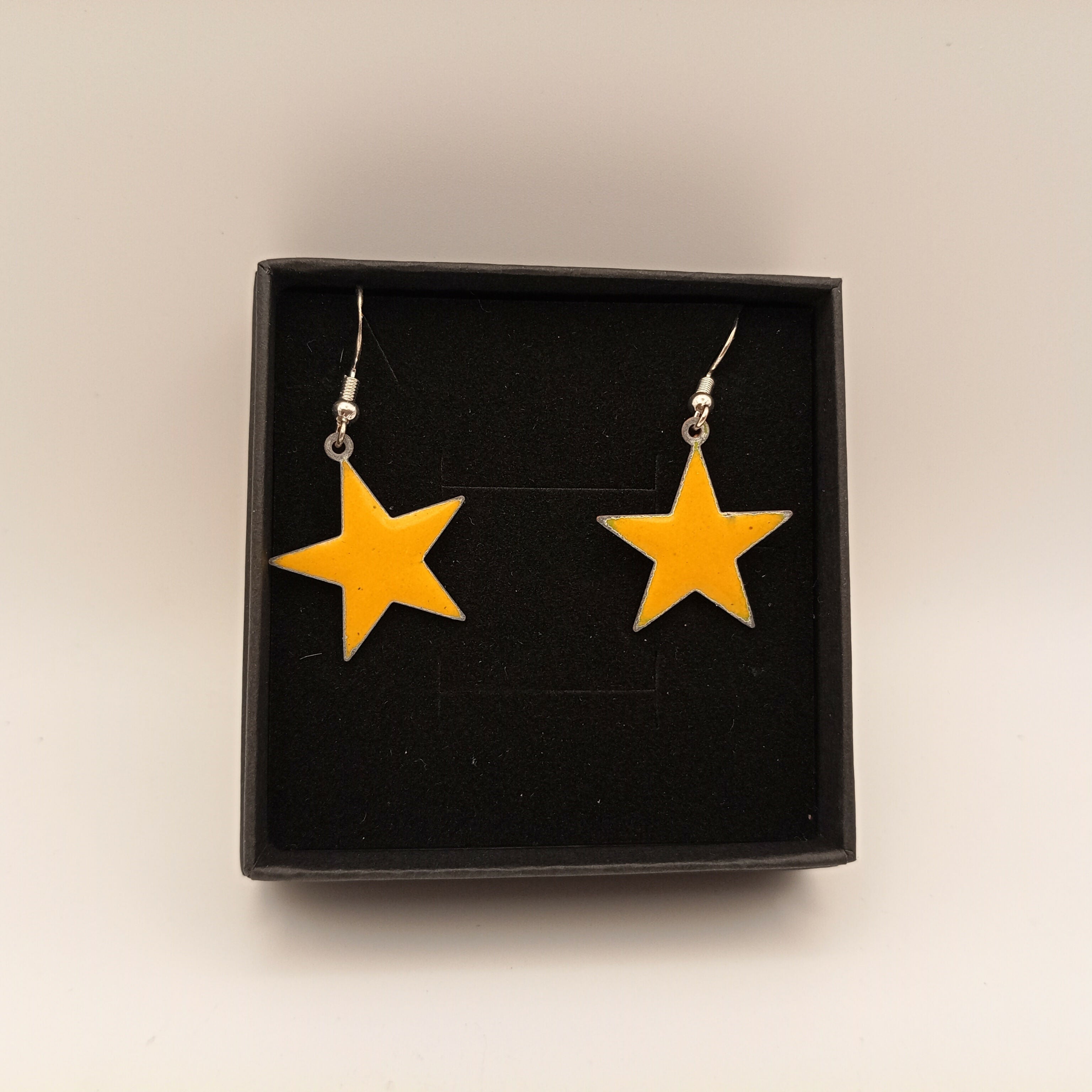 Yellow Enamel Star Earrings