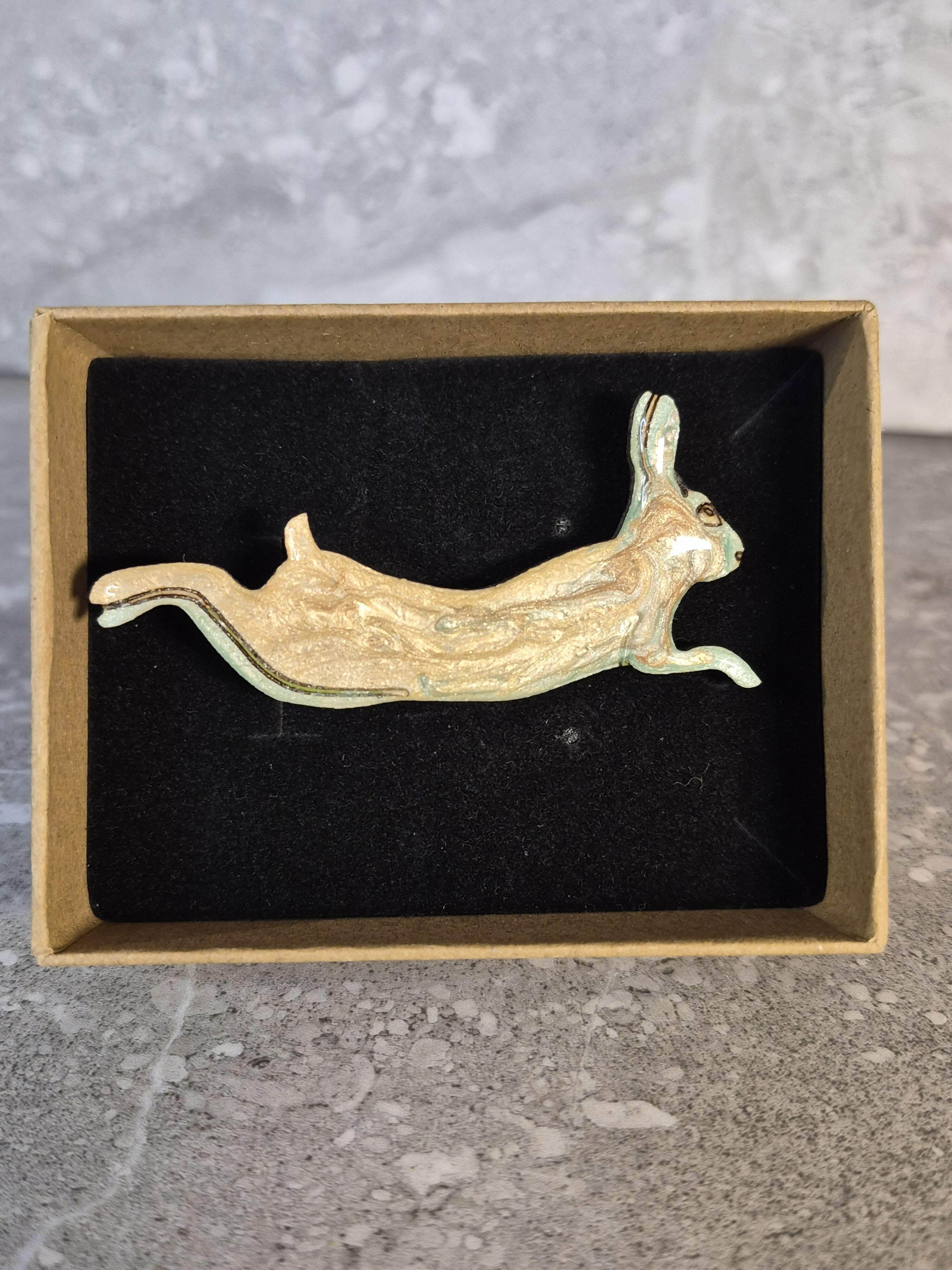 Unique Handcrafted Leaping Hare Pin