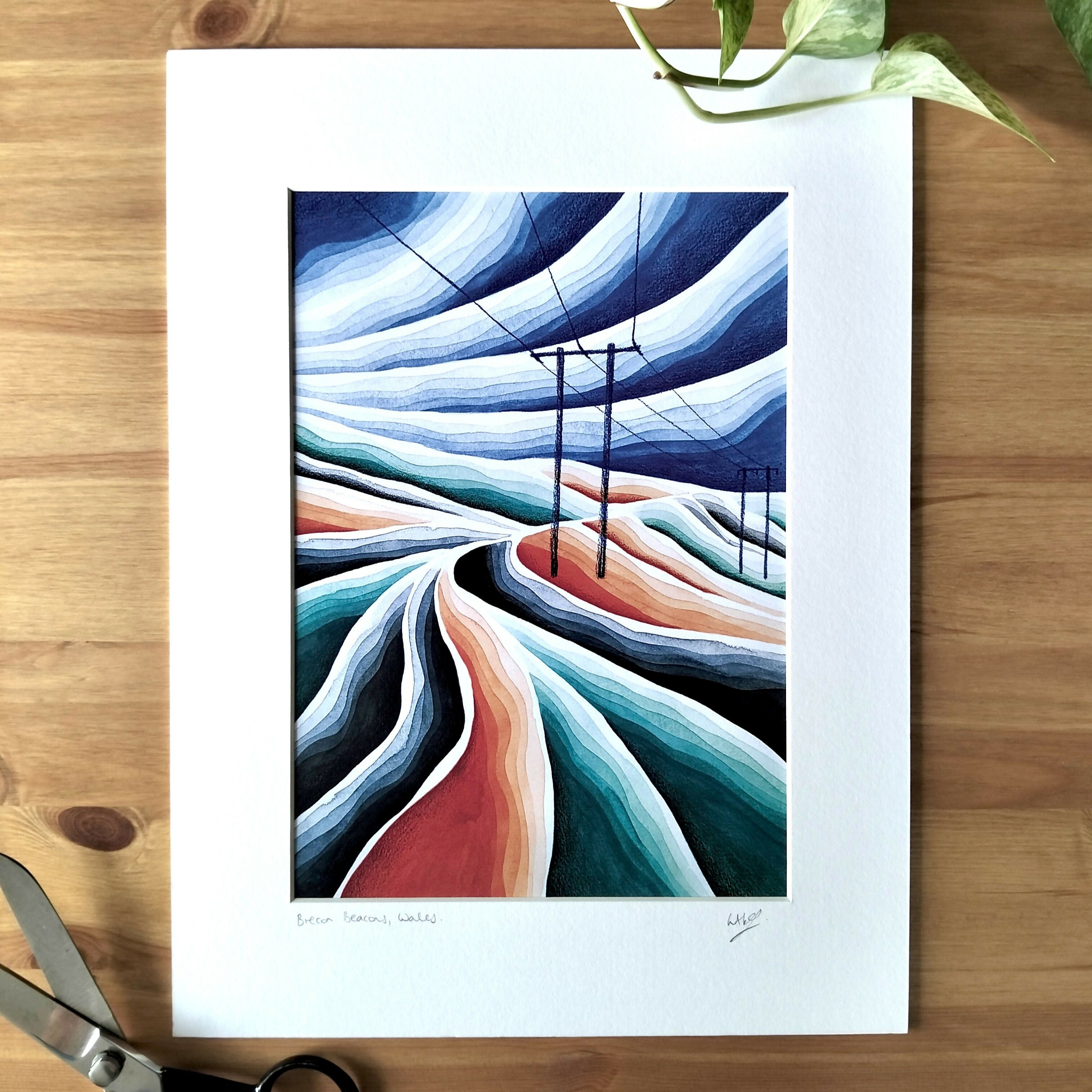 Signed Abstract Landscape Art Print | Brecon Beacons