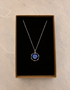 Blue Faux Stone & Silver Circle Pendant Necklace