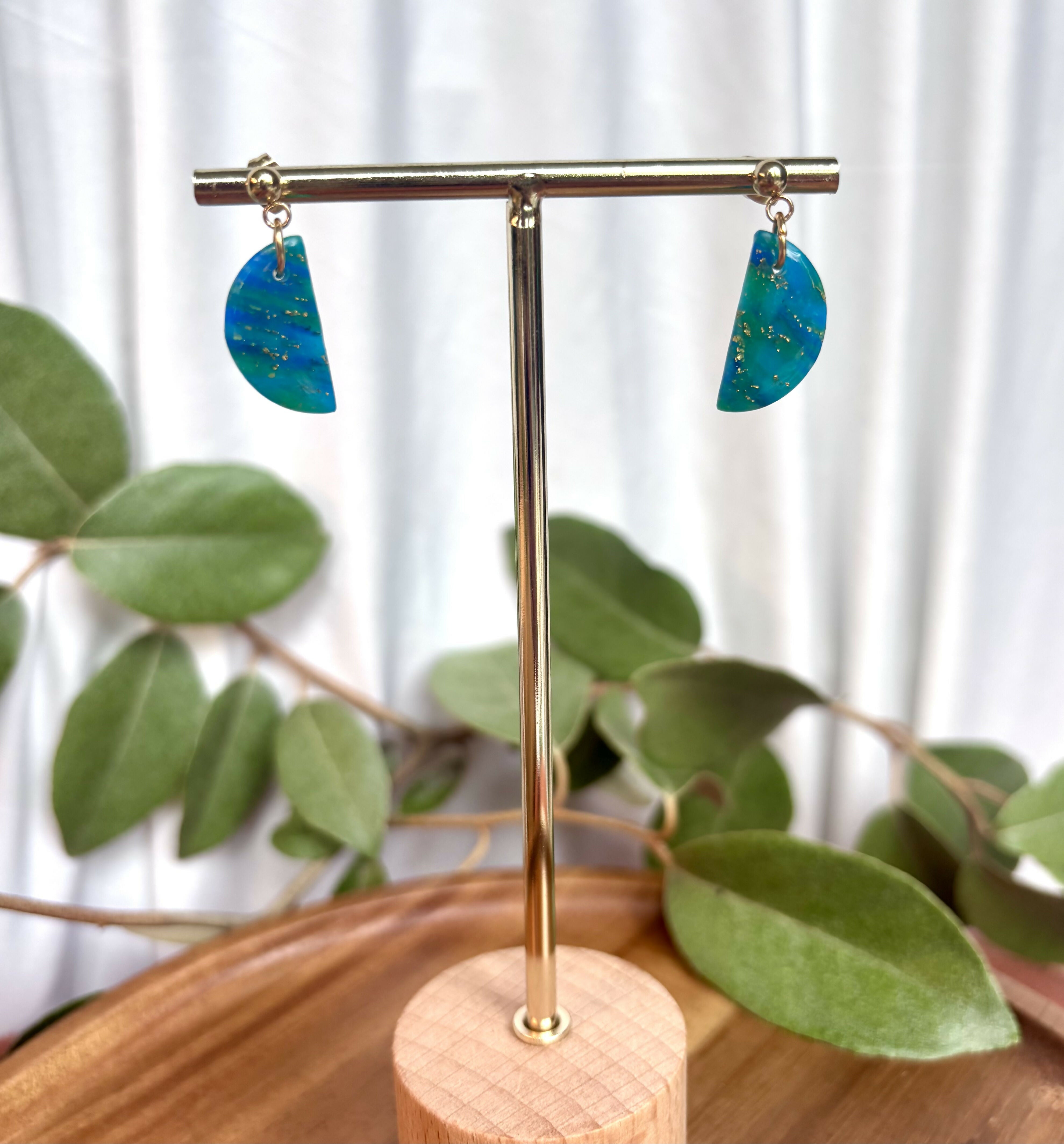 Ocean Dream Collection - Small Semi Circle Polymer Clay Earrings