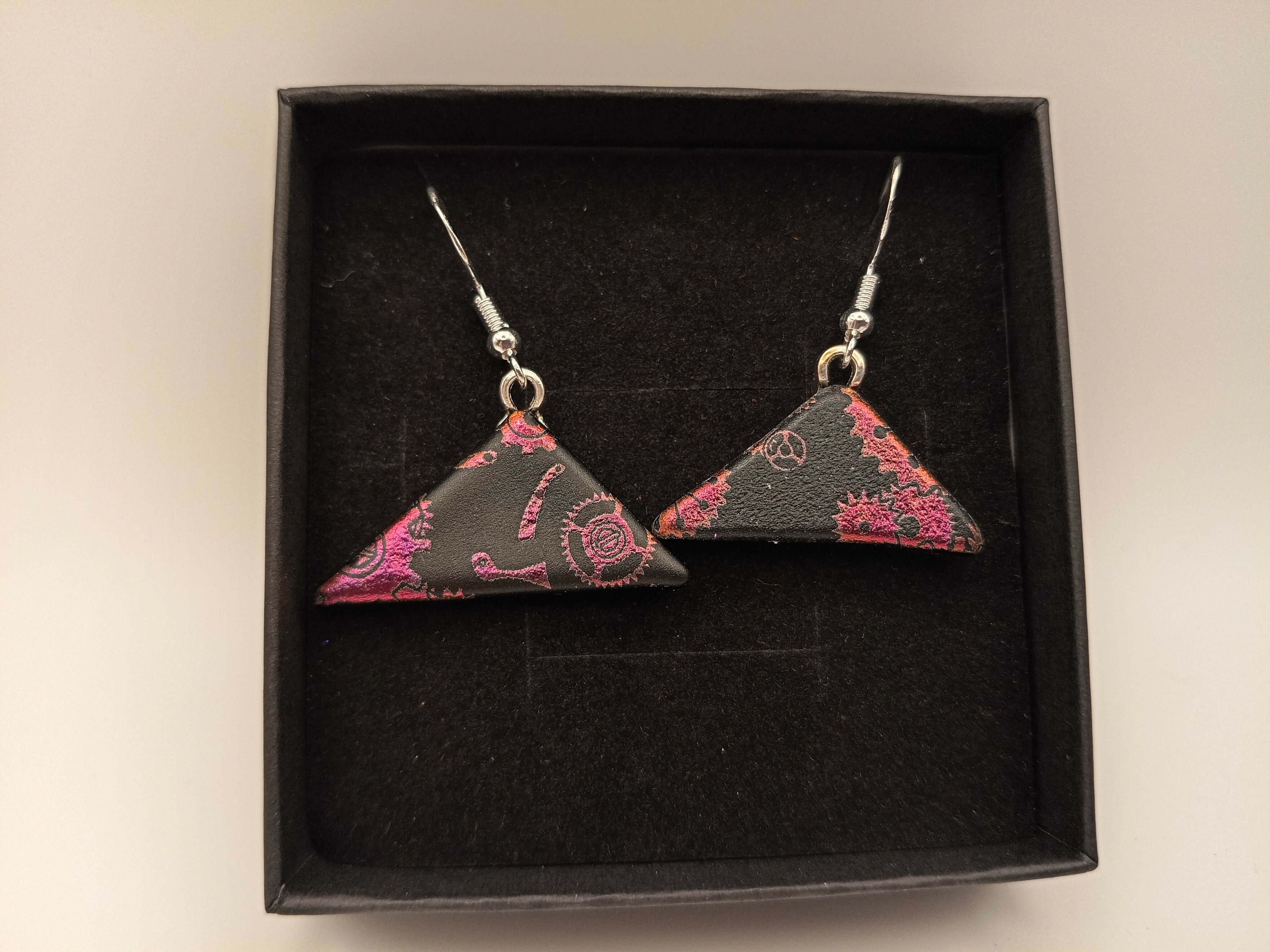 Red and Black Dichroic Steampunk Earrings