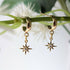 Tiny Gold Cubic Zirconia Star Earrings on a Gold Plated Half Loop Huggie Stud