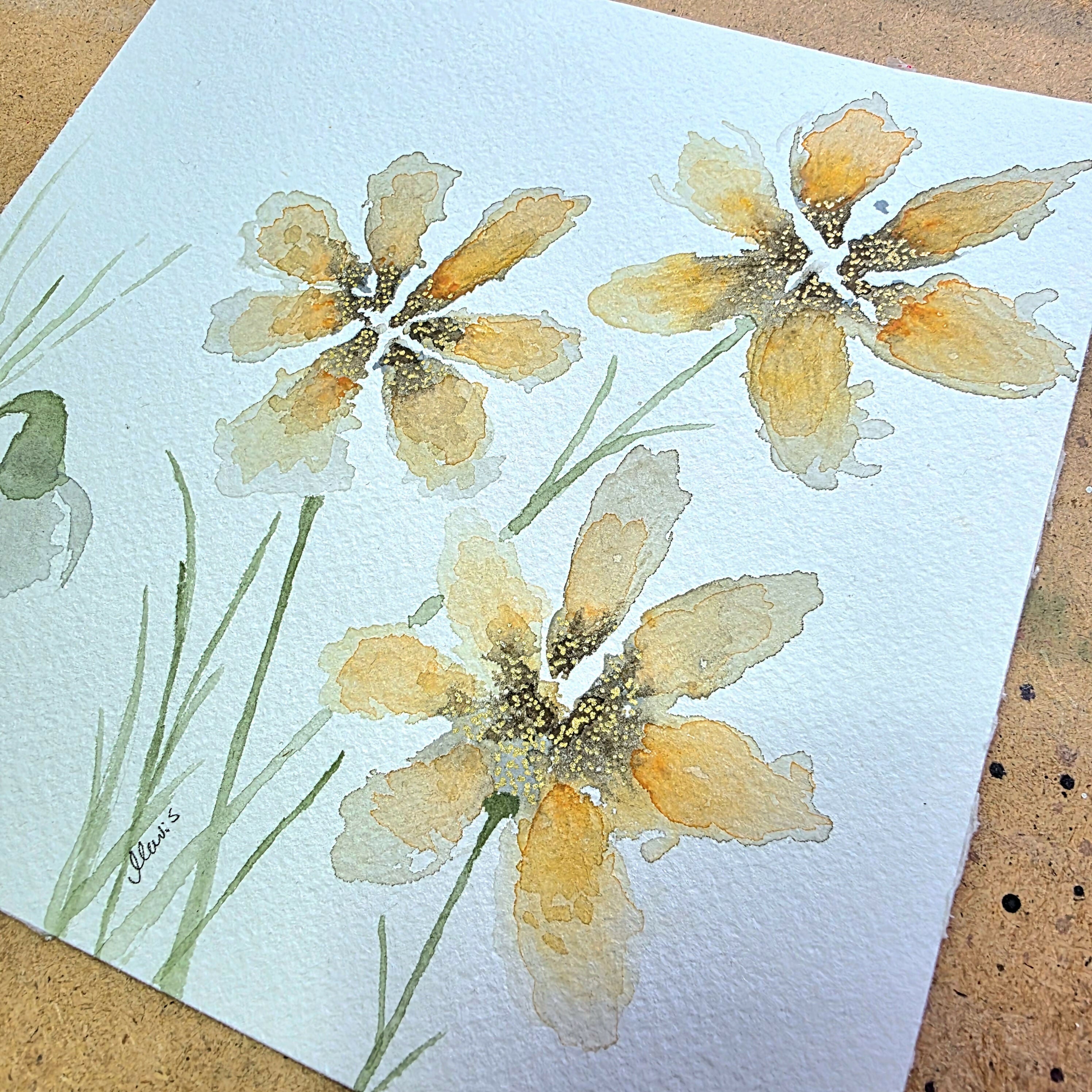 'Acidanthera & Snowdrop' Original Mixed Media Painting