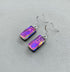 Pink & Purple Flower Dichroic Fused Glass Dangle Sterling Silver Earrings - Handmade by Jade Tapson Glass.