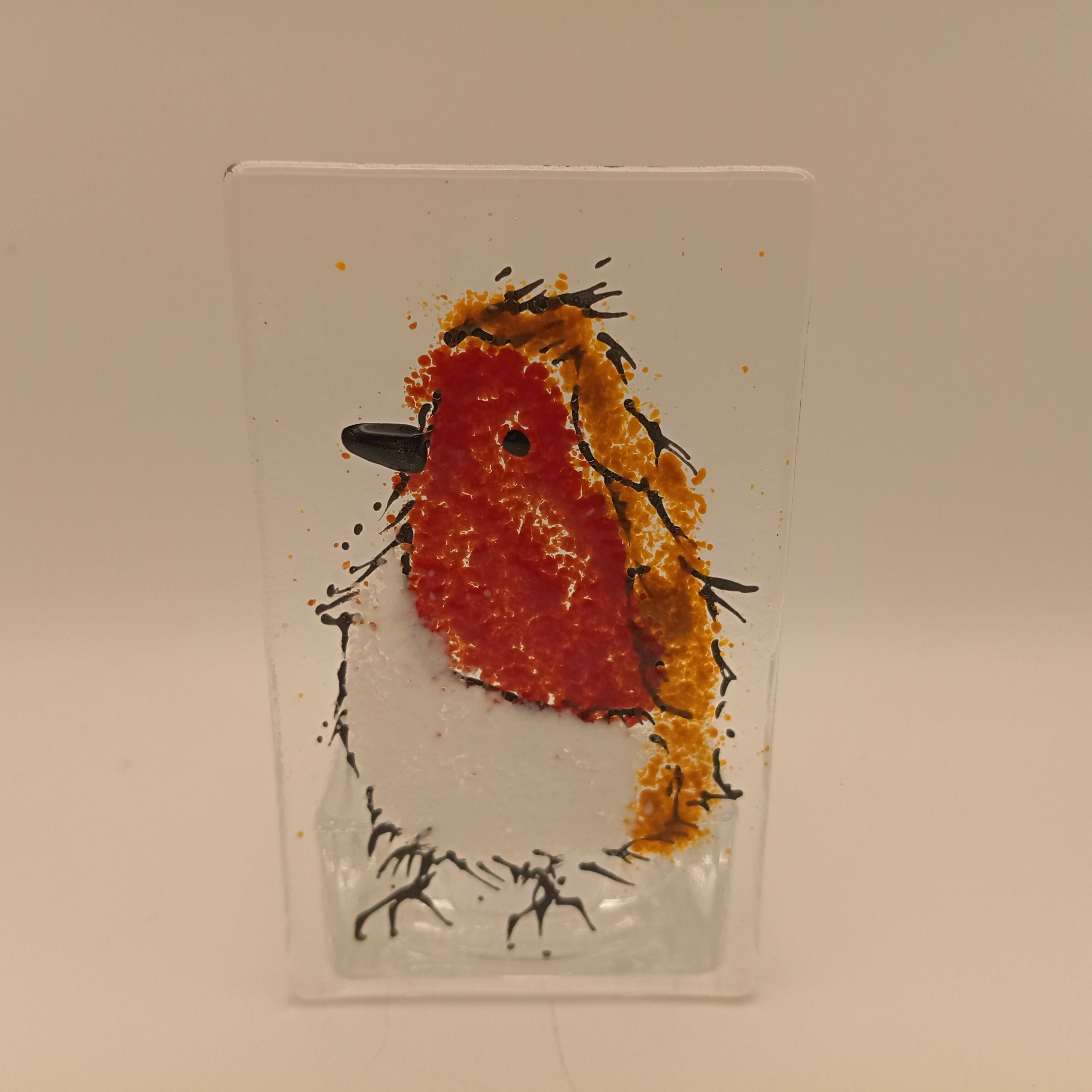 Fused Glass Robin Tealight