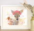 'Princess Of The Forest' Watercolour Deer Painting Print A4 with Gold Leaf