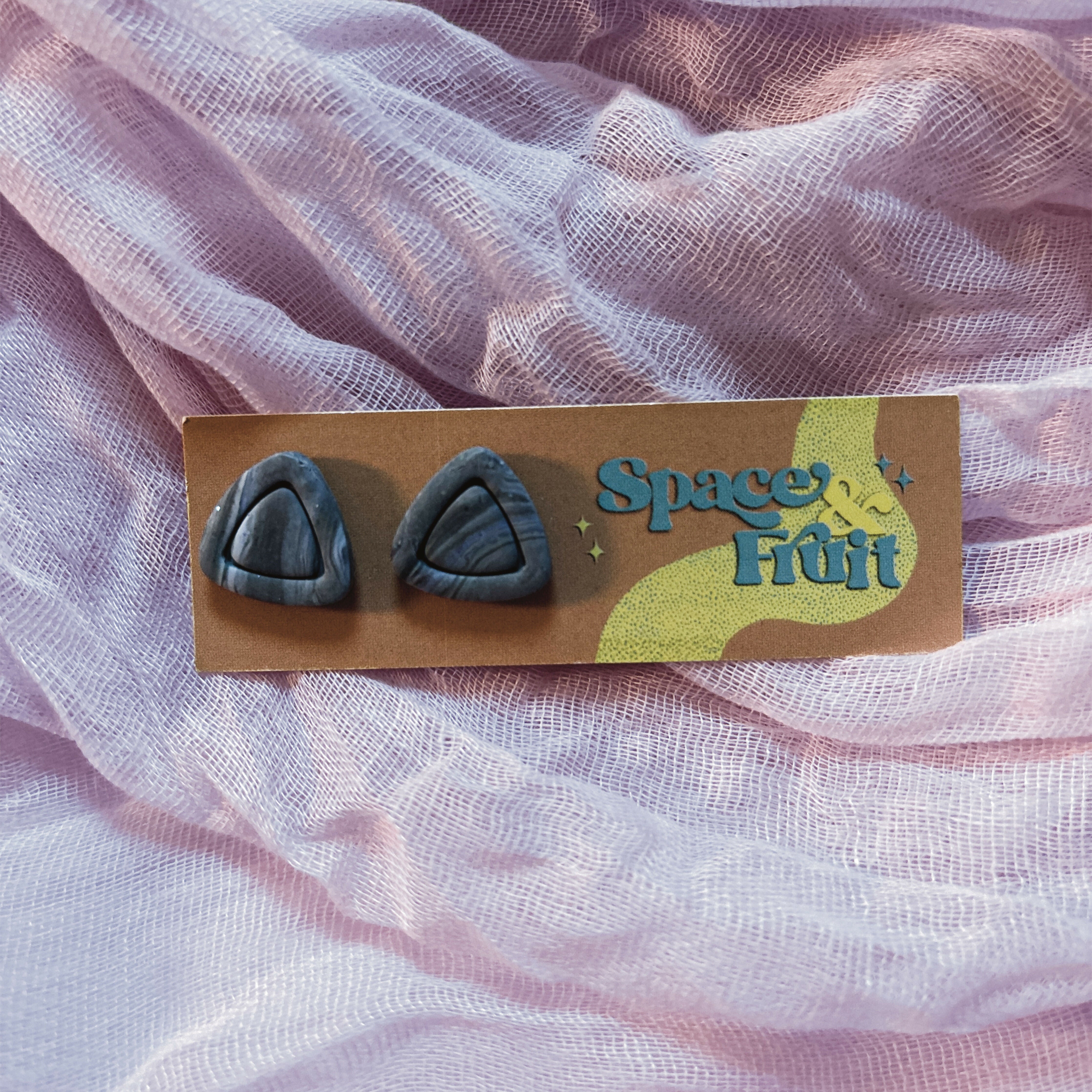 Grey Marbled Polymer Clay Studs