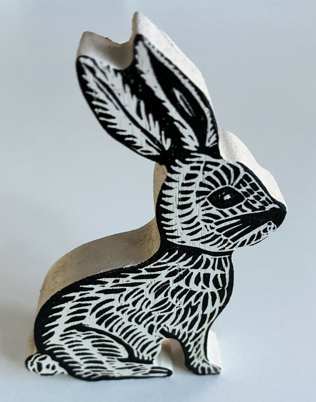 Hand-printed Wooden Rabbit Ornament