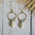 White Howlite Hoop Earrings; Hammered Brass Wire Boho Crystal Turquoise Thai Earrings