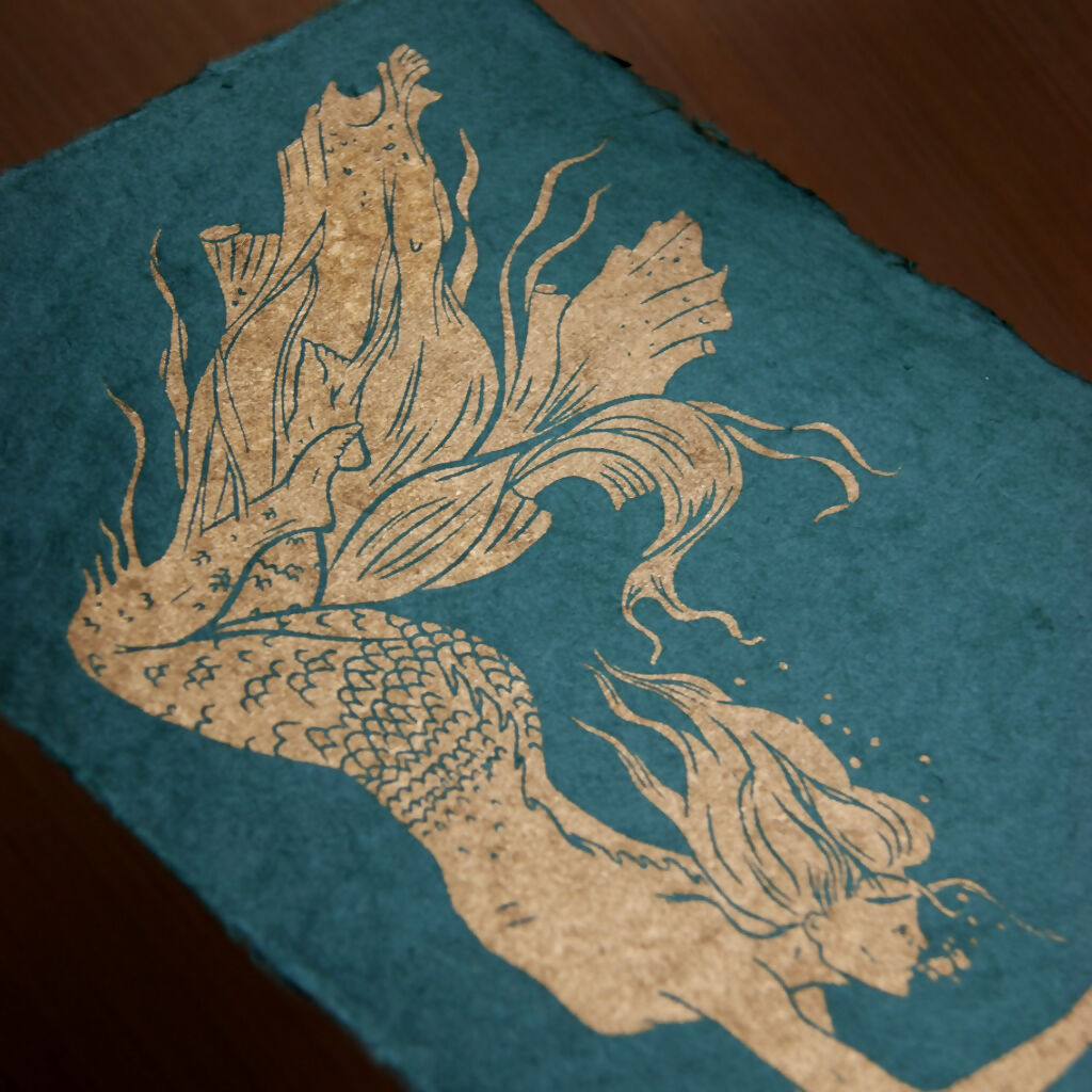 A Little Mermaid lino print
