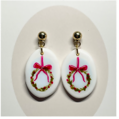 Polymer Clay Earrings With Gold Plated Fastenings