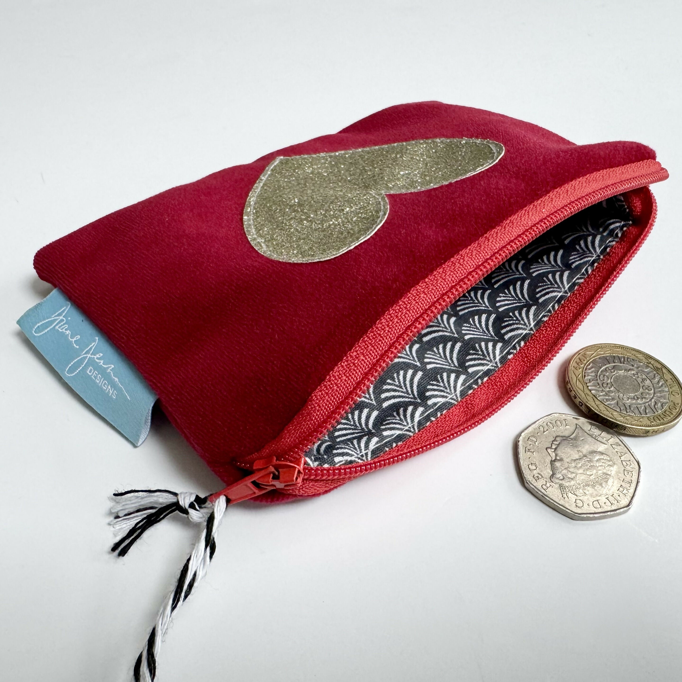 Red Velvet Purse with a Gold Sparkle Heart