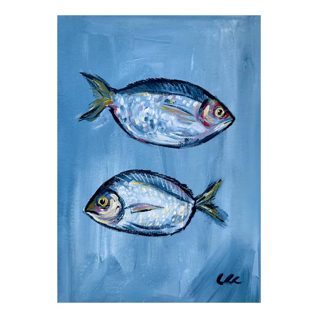 Blue Fish Art Print | Coastal Inspired Fish Illustration