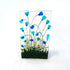 Handmade Fused Glass Tea Light Holder With Blue Flowers