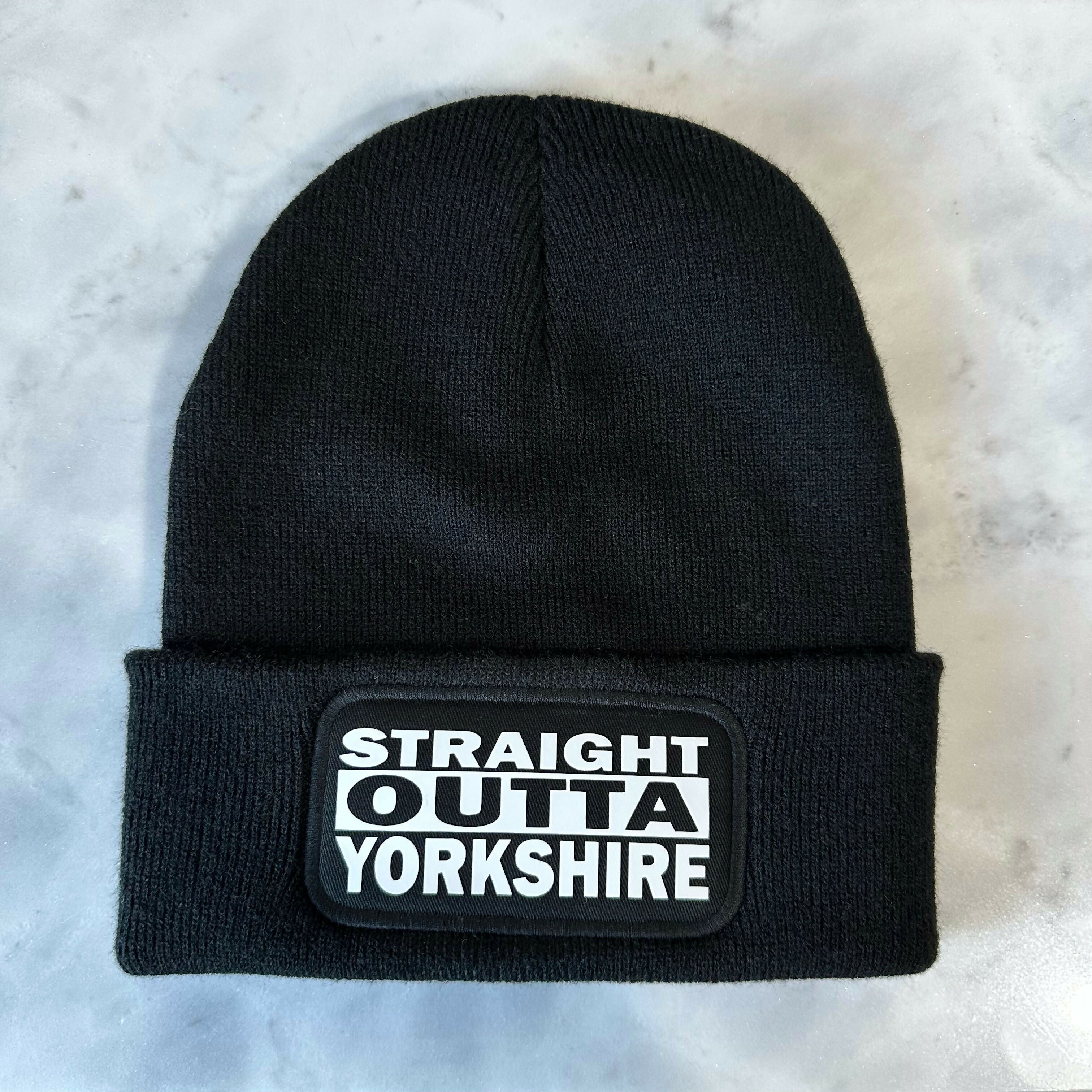 Straight Outta Yorkshire Cuffed Rectangular Patch Beanie Hat