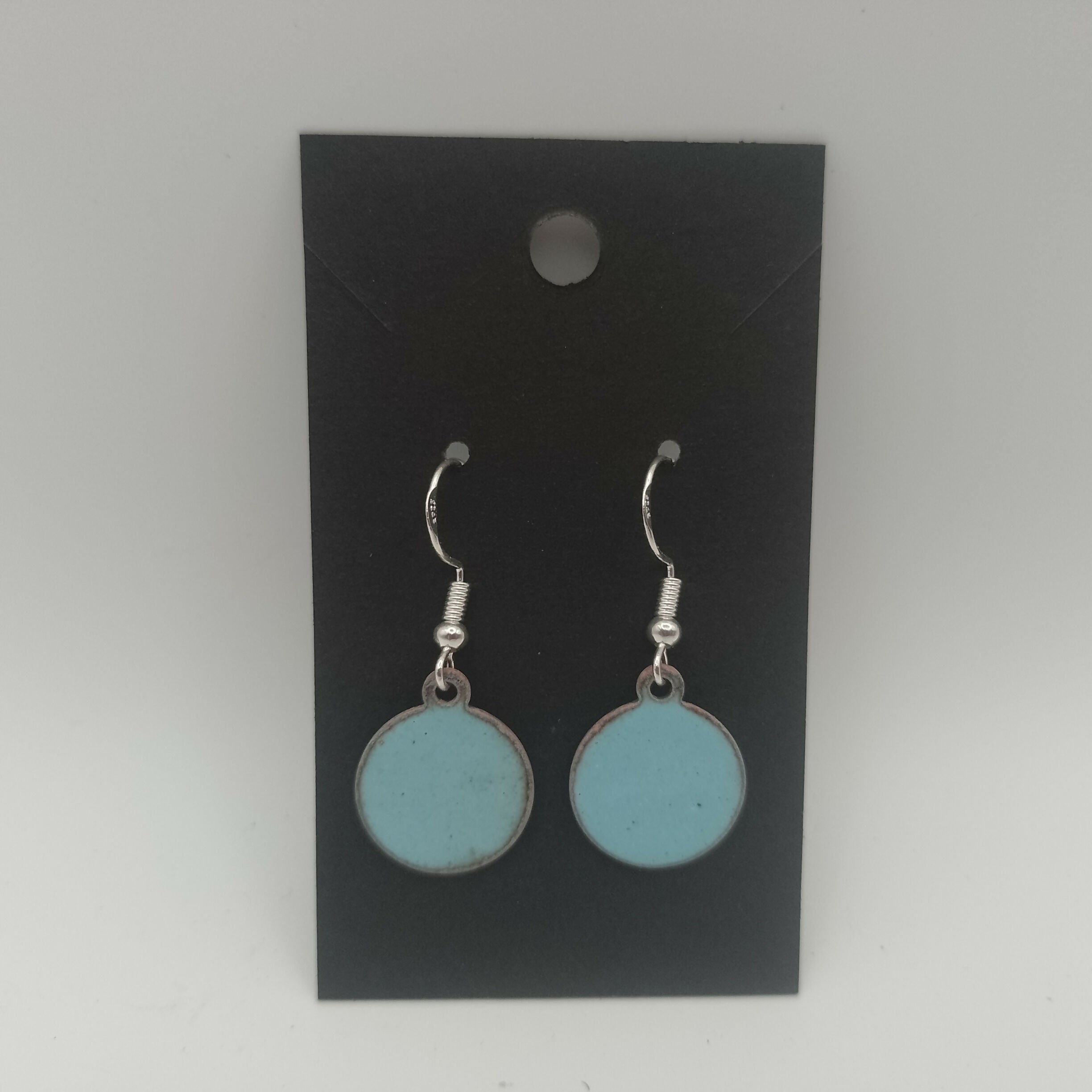 Powder Blue Enamel Circle Earrings