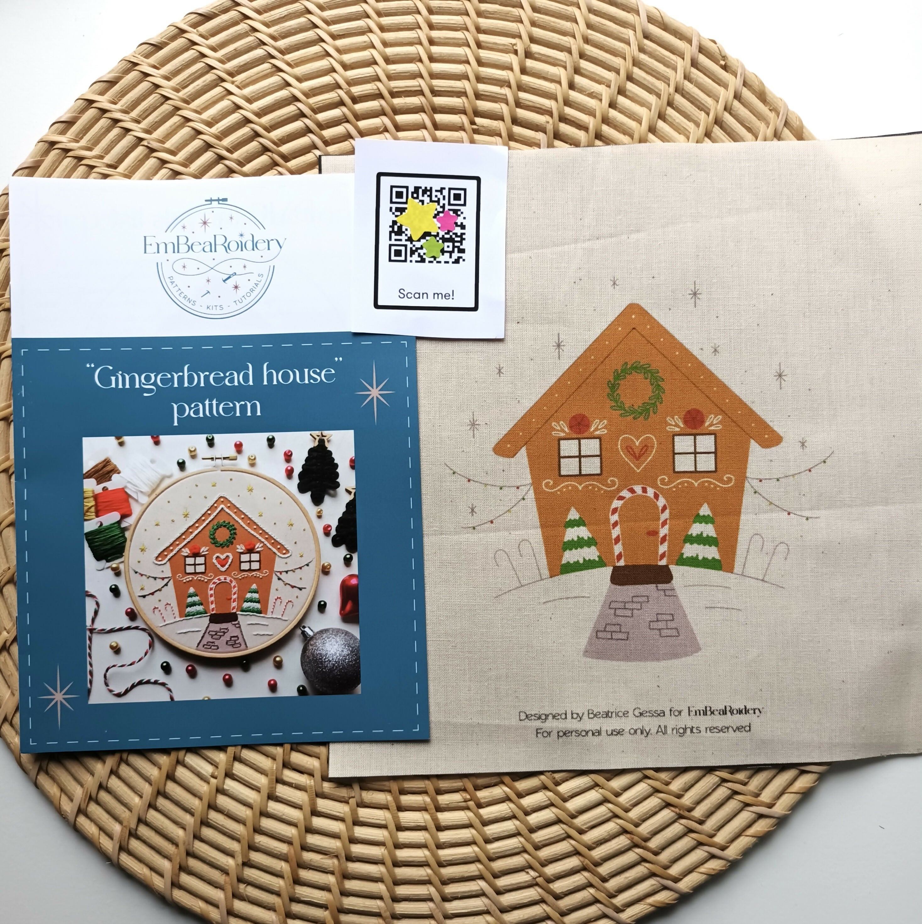 Preprinted Embroidery Pattern For Beginners - Gingerbread House