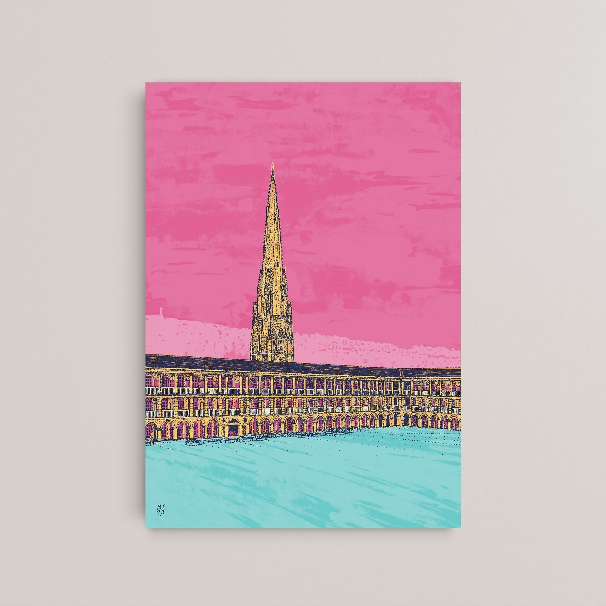 Piece Hall Halifax Art Print – Yorkshire Landmark Illustration