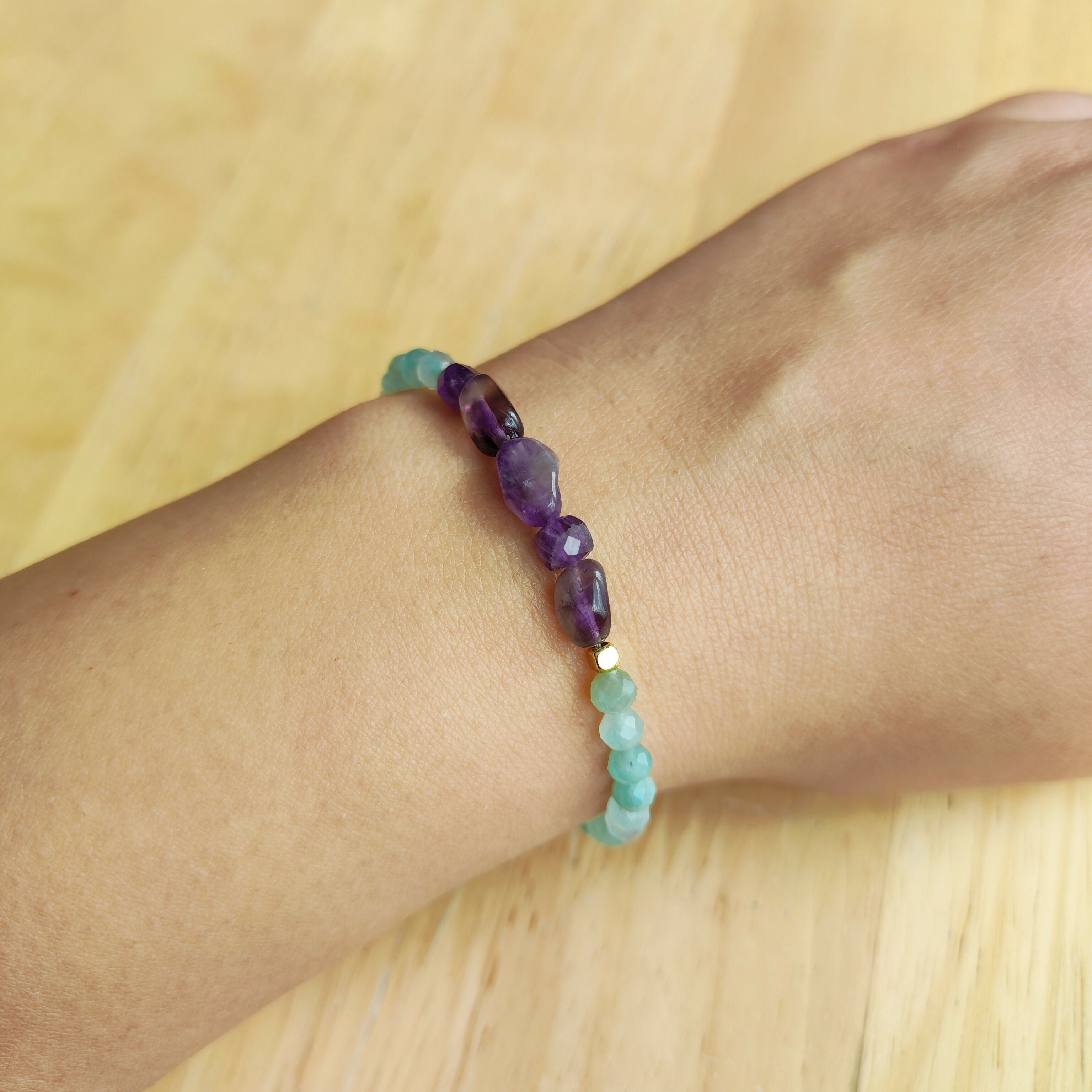 Designer Gemstone Bracalet - Handmade Jewellery - Semi-Precious Gemstones - Silver & Gold-Plated