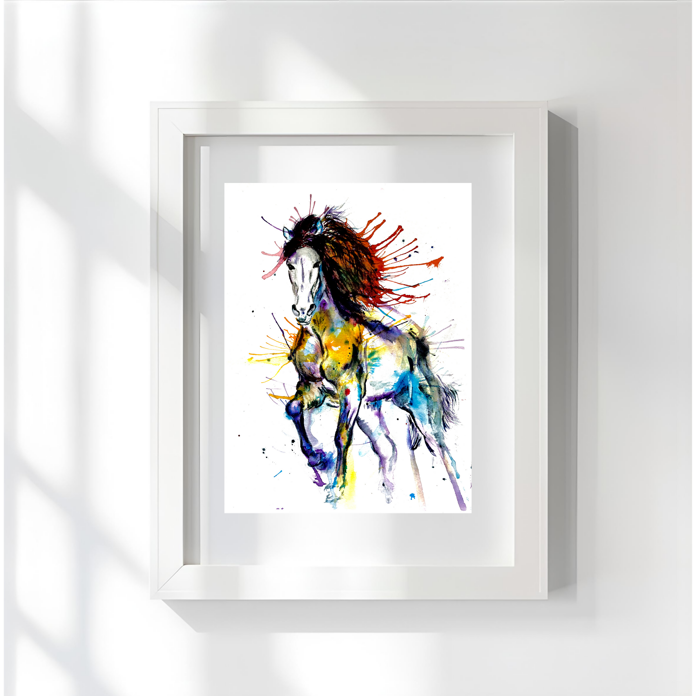 FINE ART PRINT OF MULTI-COLOUR HORSE, PART OF THE 'ANIMAL ART COLLECTION'