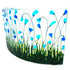 Large Freestanding Fused Glass Curve With Blue & Emerald Green Flowers