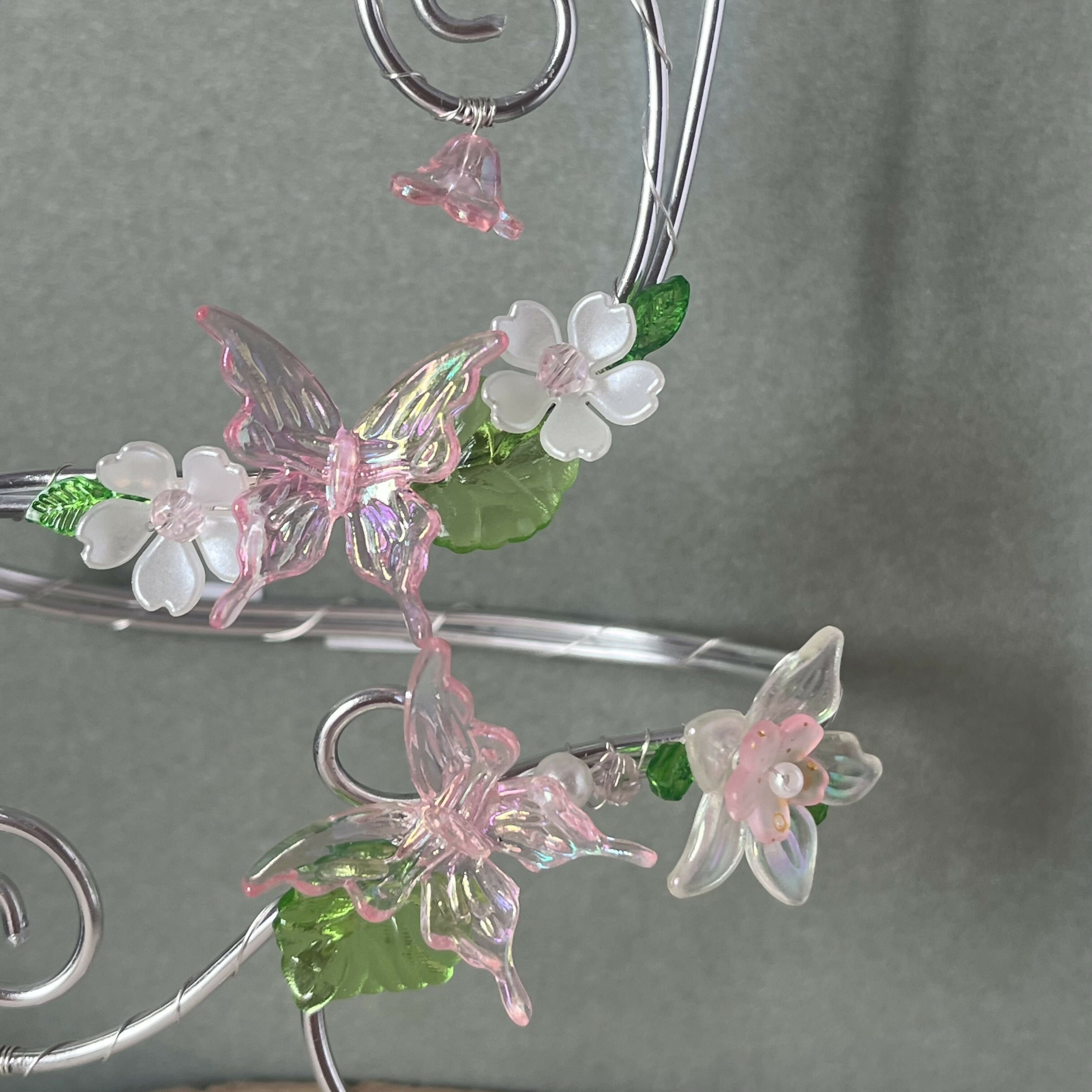 Fairy Garden Beaded Arm Cuff In Silver