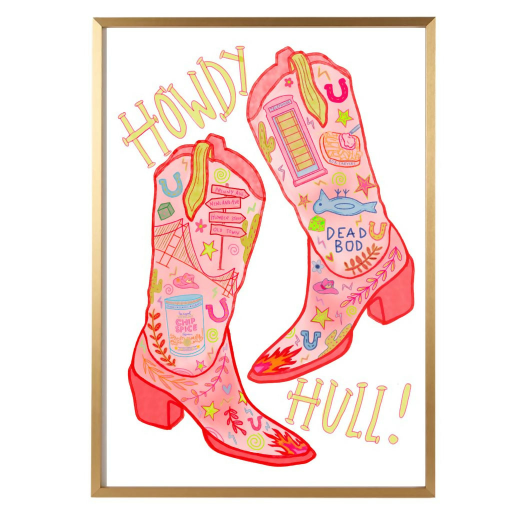 Framed A3 Howdy Hull Print