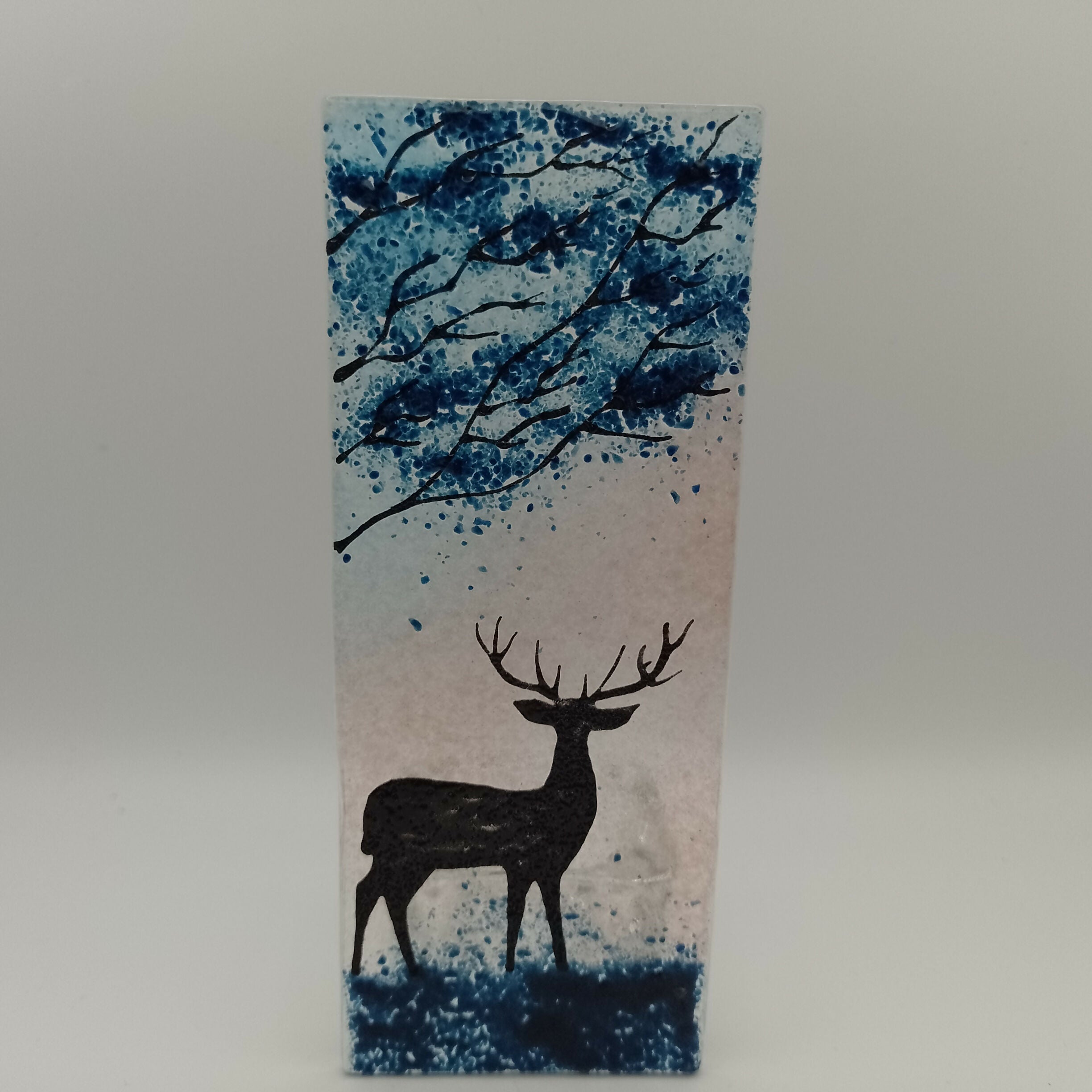 Fused Glass Silhouette Stag Tealight