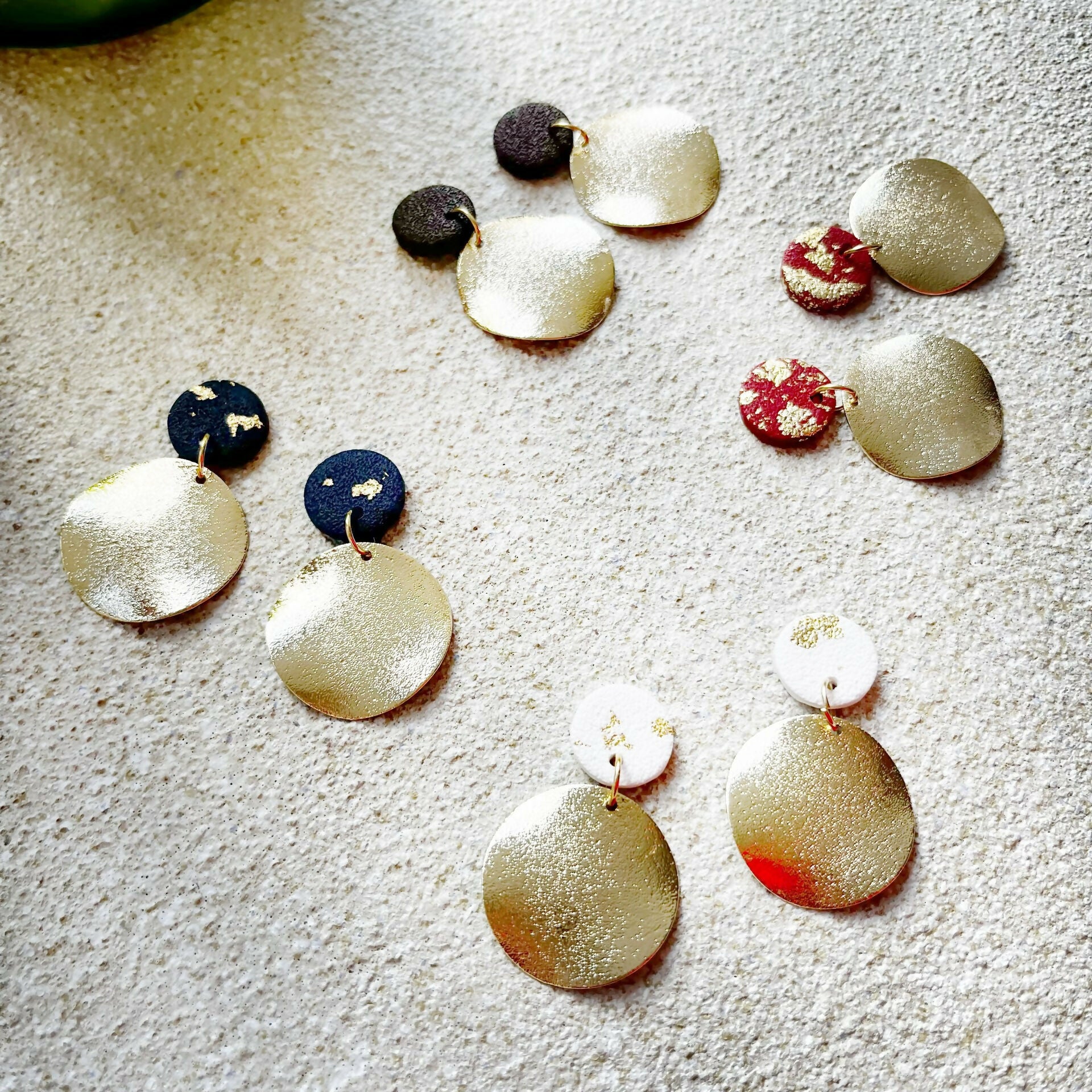 Hammered Disc Clay Earrings