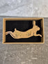 Handcrafted Cherry Veneered Leaping Hare Pin