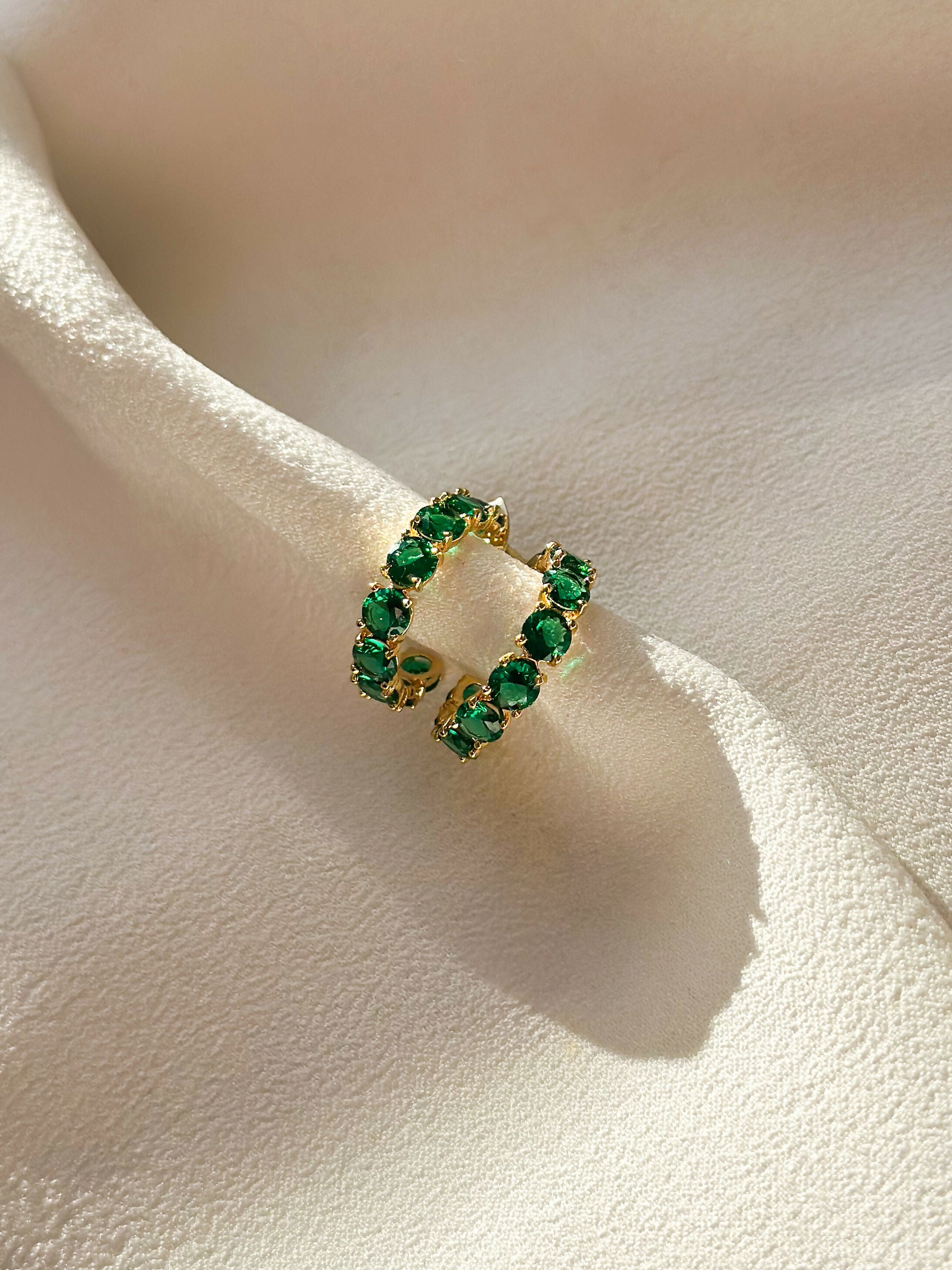 Cz Emerald Hoop Earrings