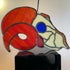 Stained Glass Sheep Skull with Red Horn