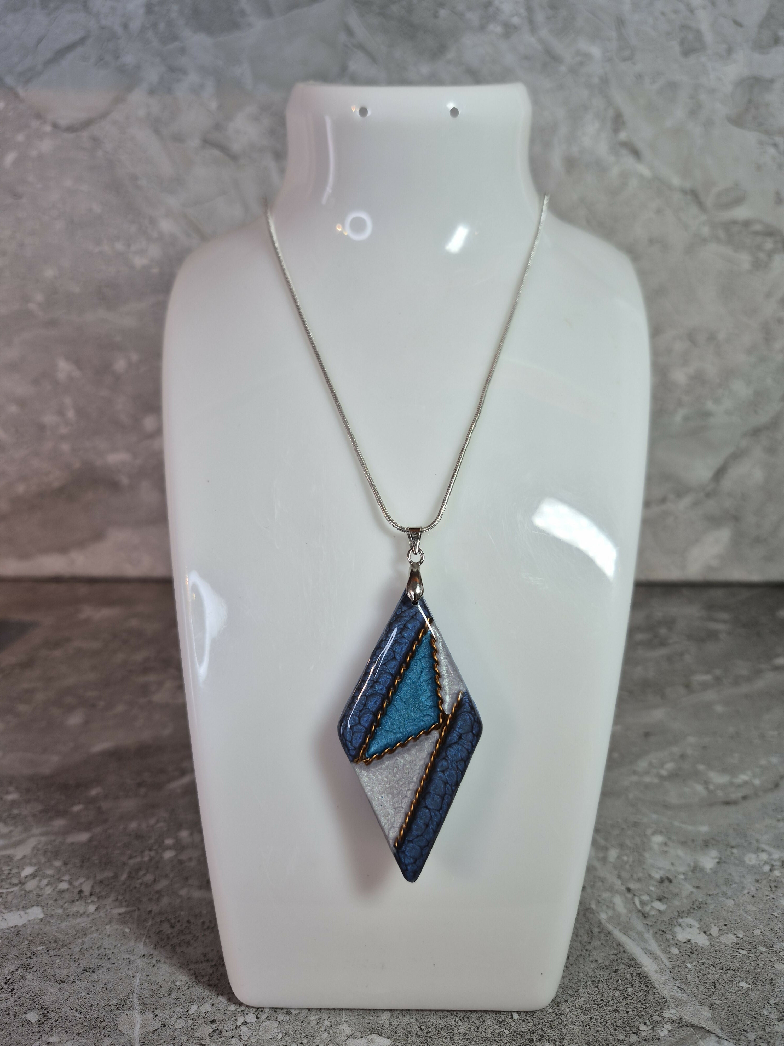 Unique Double Sided, Hand Crafted, Geometric Diamond Pendant