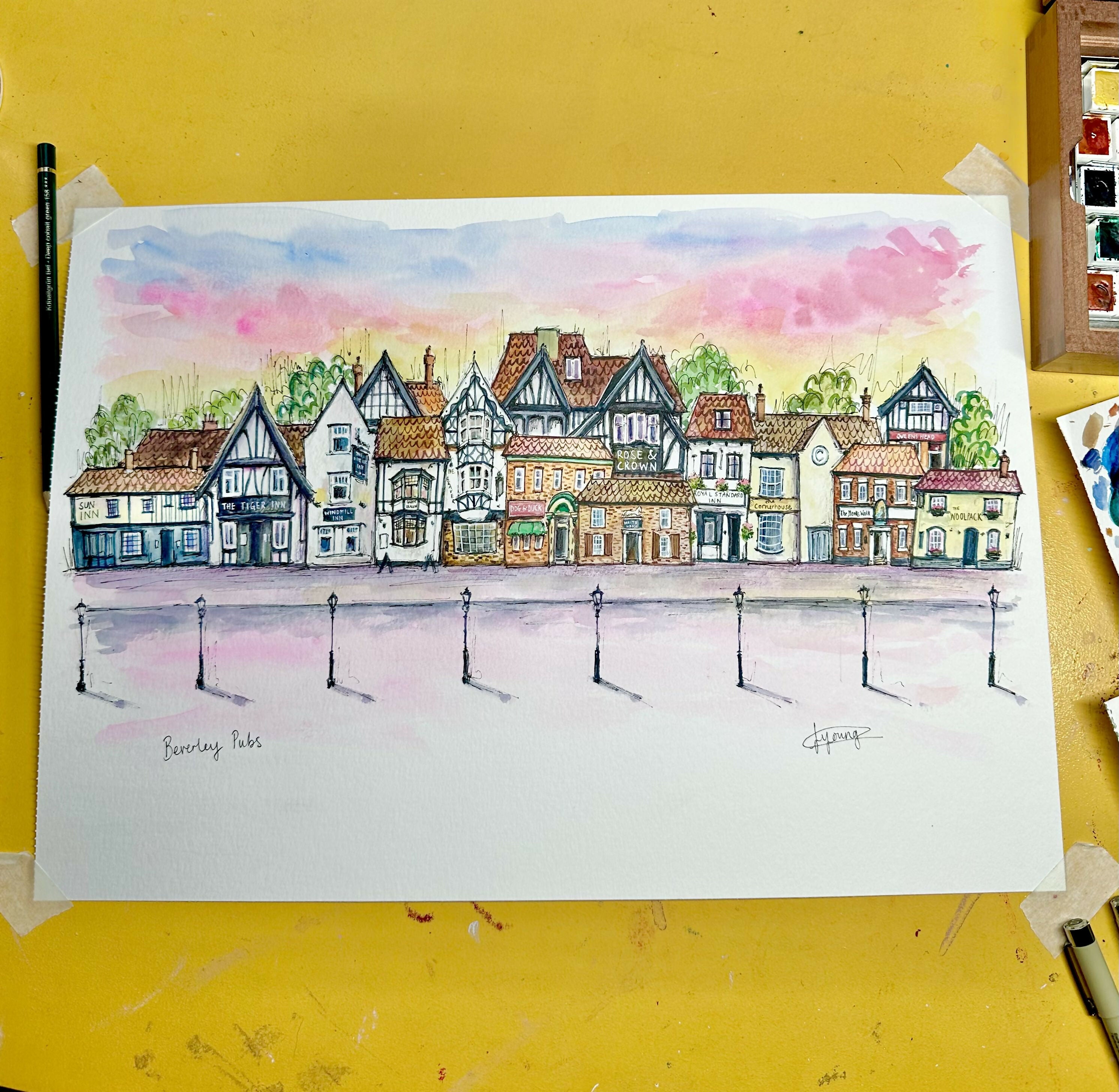Beverley Pubs A4 Framed