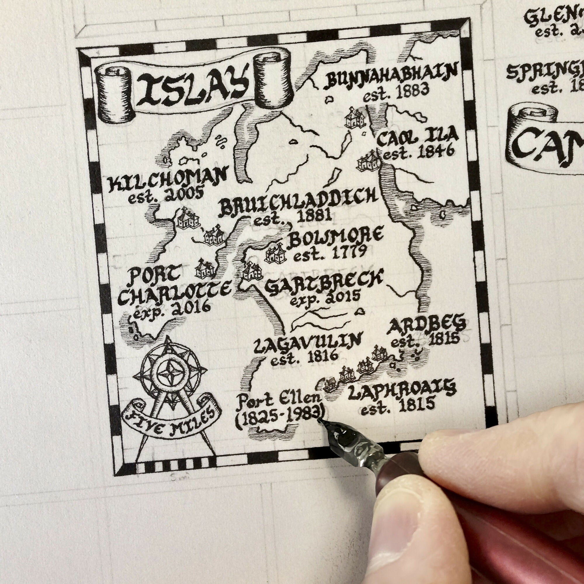 Scotland Whisky Map Hand Drawn Fine Art Print