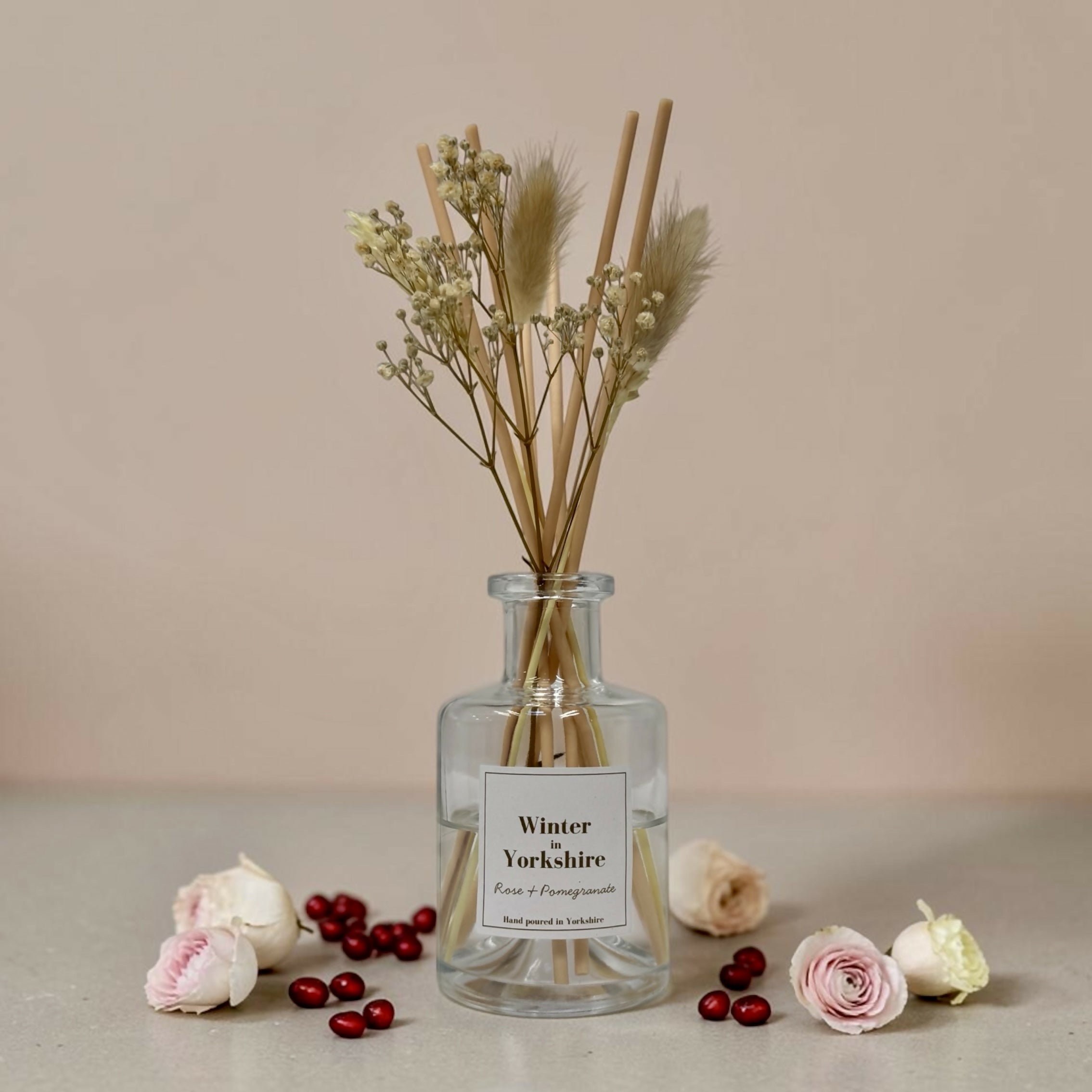 Winter in Yorkshire - Rose and Pomegranate Dried Flower Reed Diffuser - 100ml