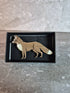 Handcrafted Walnut Veneered Red Fox Pin With White Accents