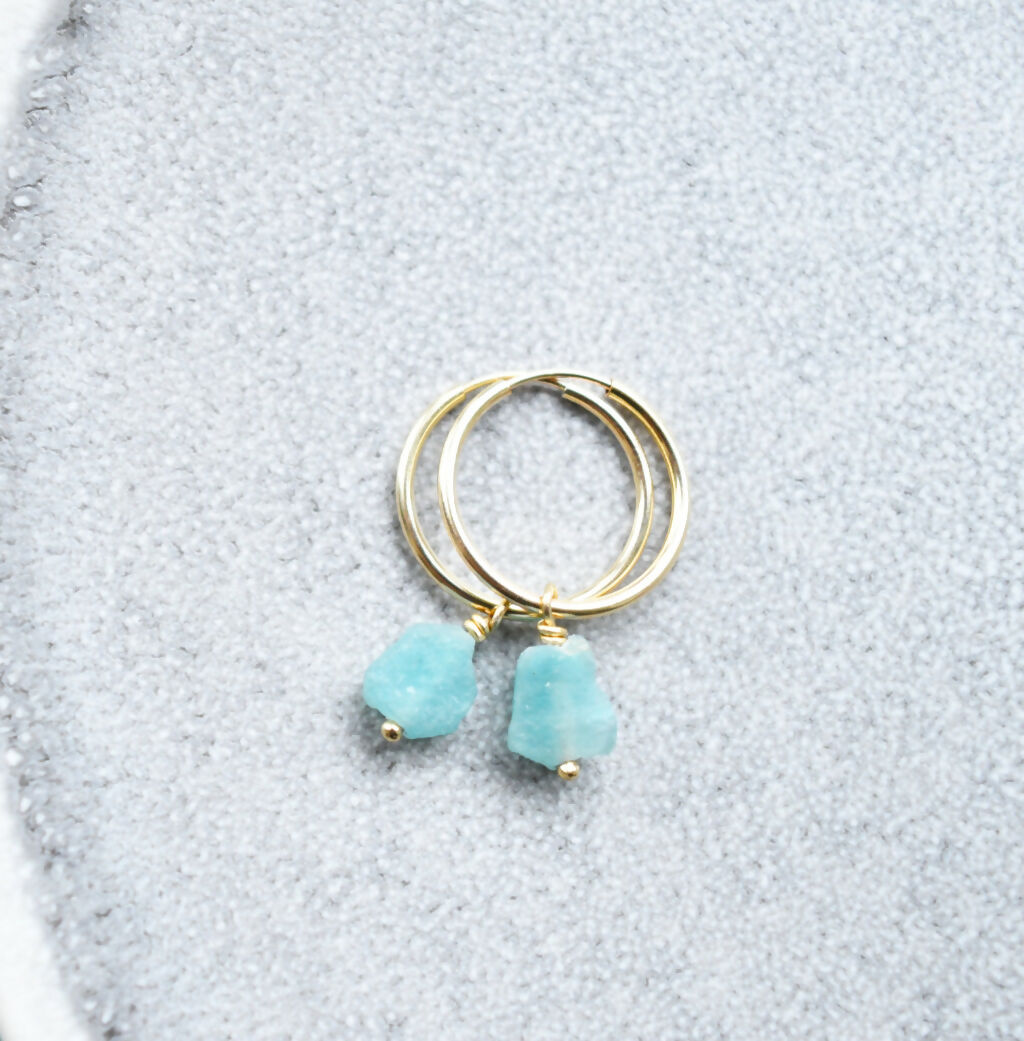 14-Karat Gold Filled & Amazonite Drop Hoop Earrings
