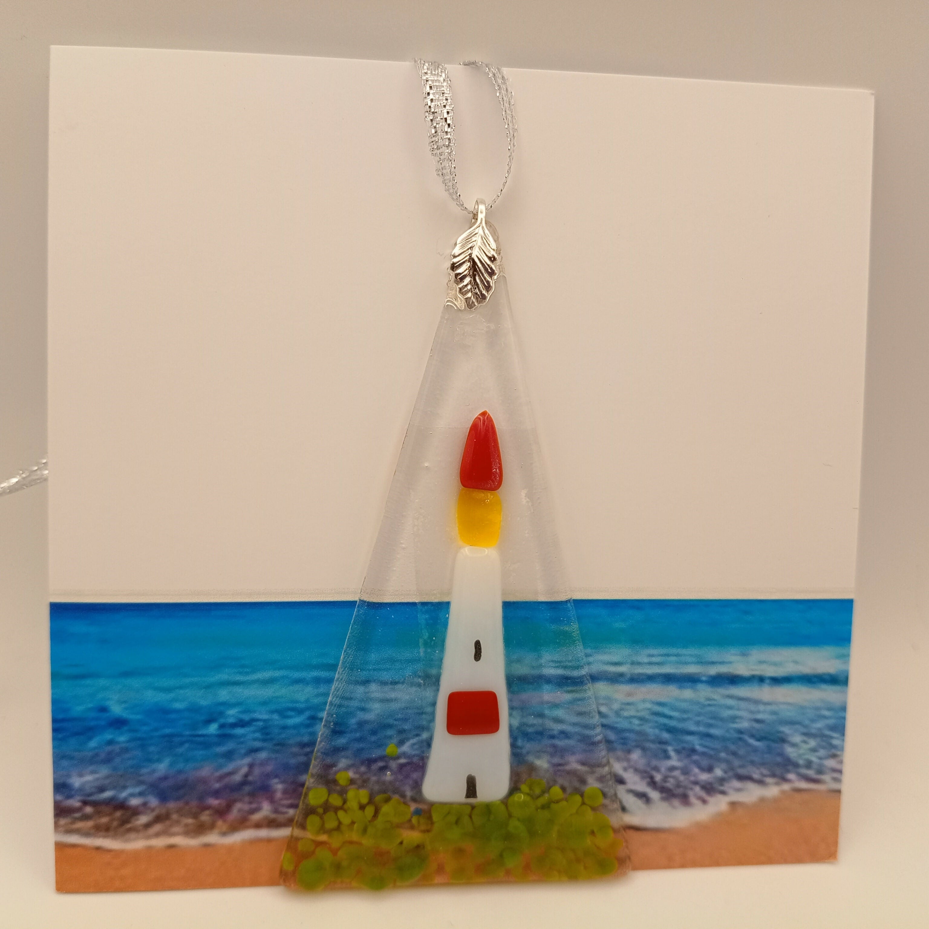 Fused Glass Lighthouse Card
