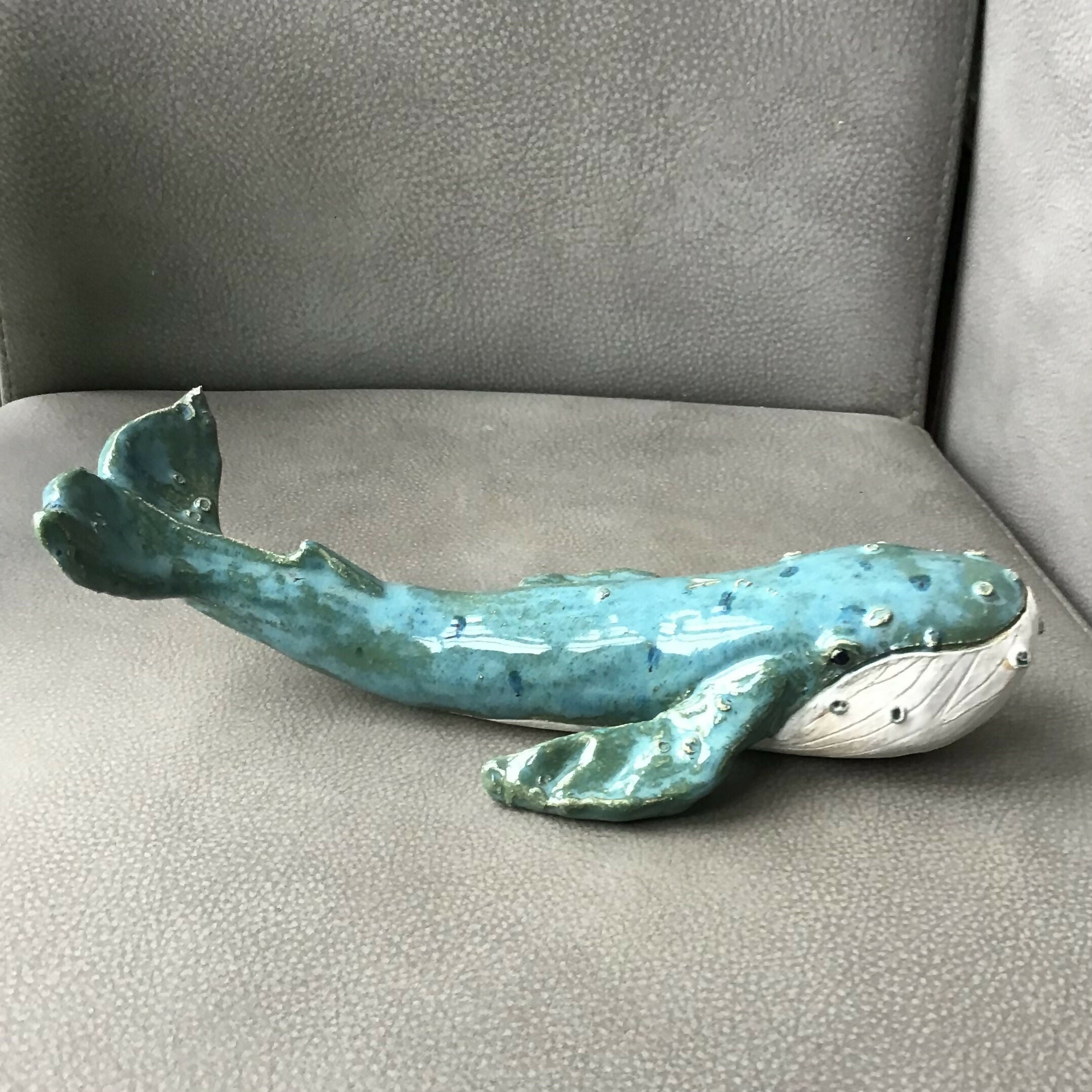 Medium Blue Ceramic Whale