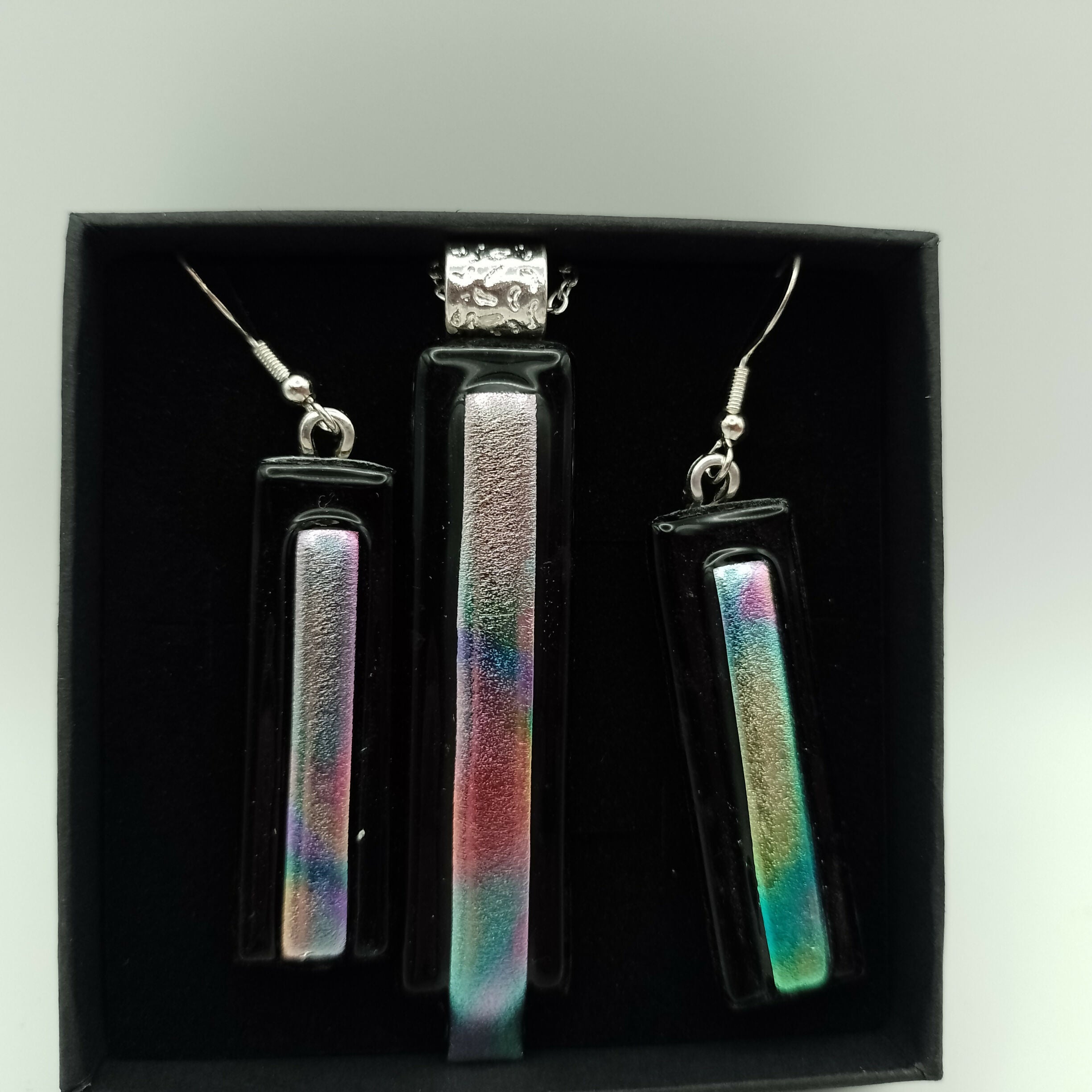 Dichroic Glass Earring and Pendant Set