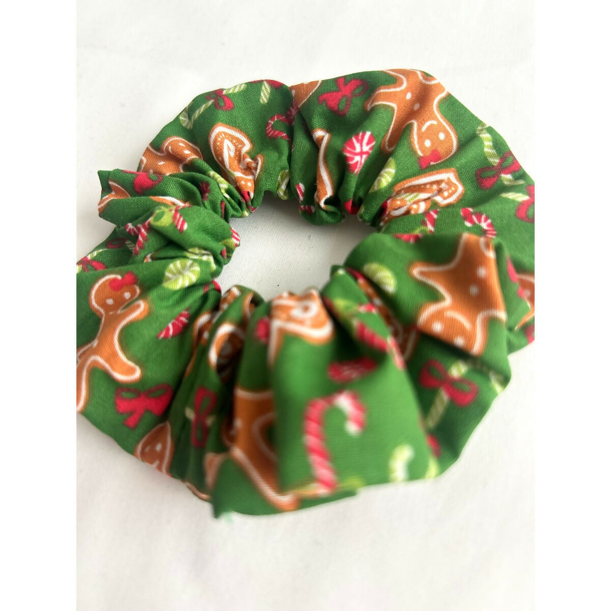 Green Gingerbread Man Christmas Hair Scrunchie