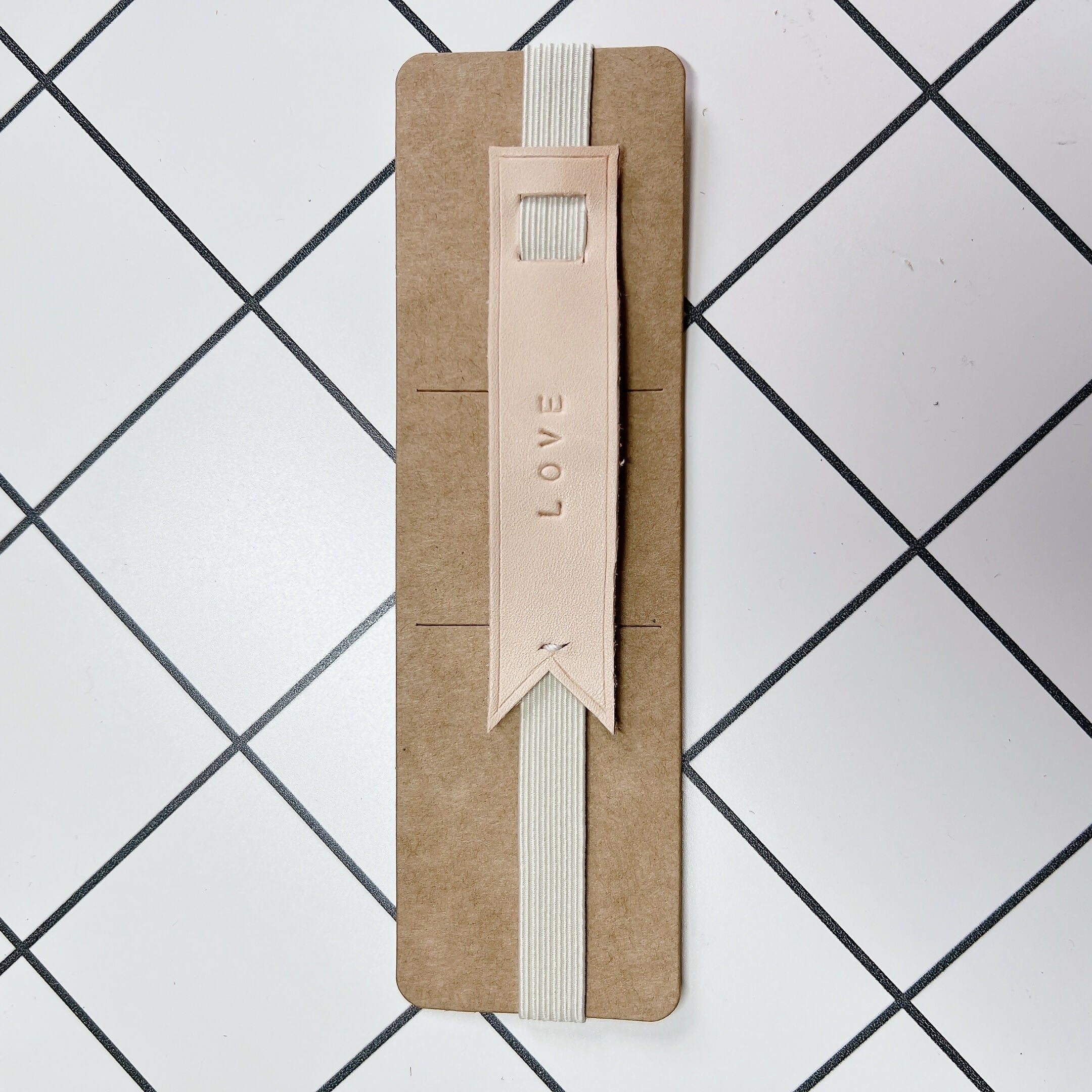 Rubber Strap Leather Elastic Bookmark - LOVE