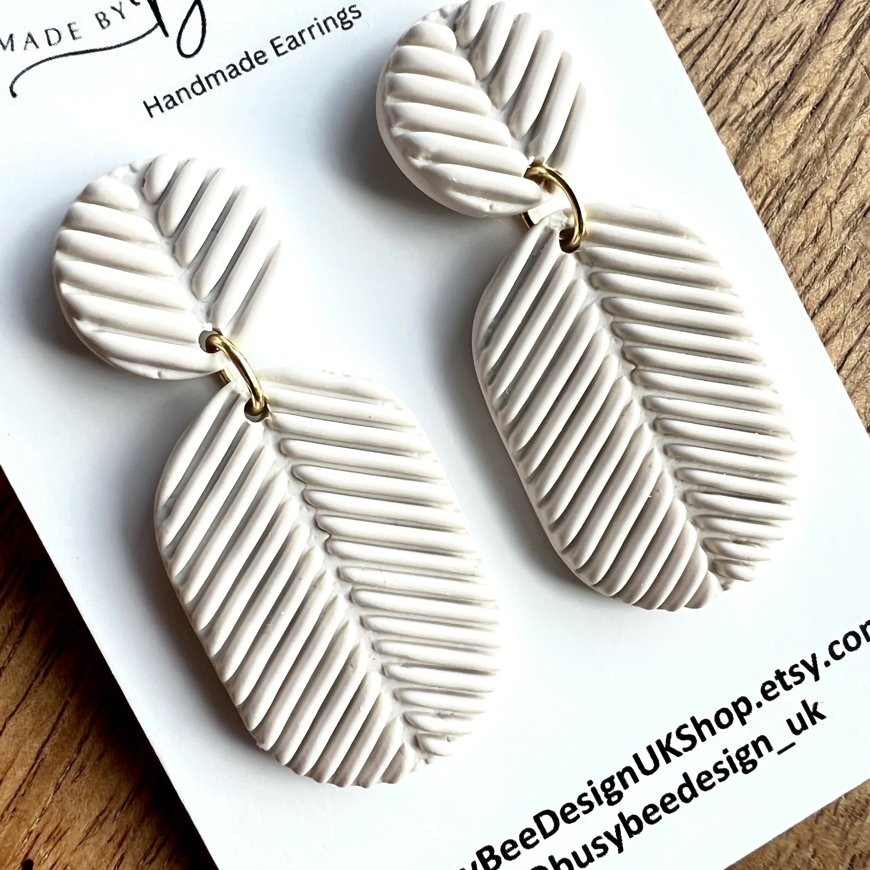 Statement Dangle Earrings – Polymer Clay Textured Earrings, Modern Geometric Earrings, Handmade Clay Jewellery