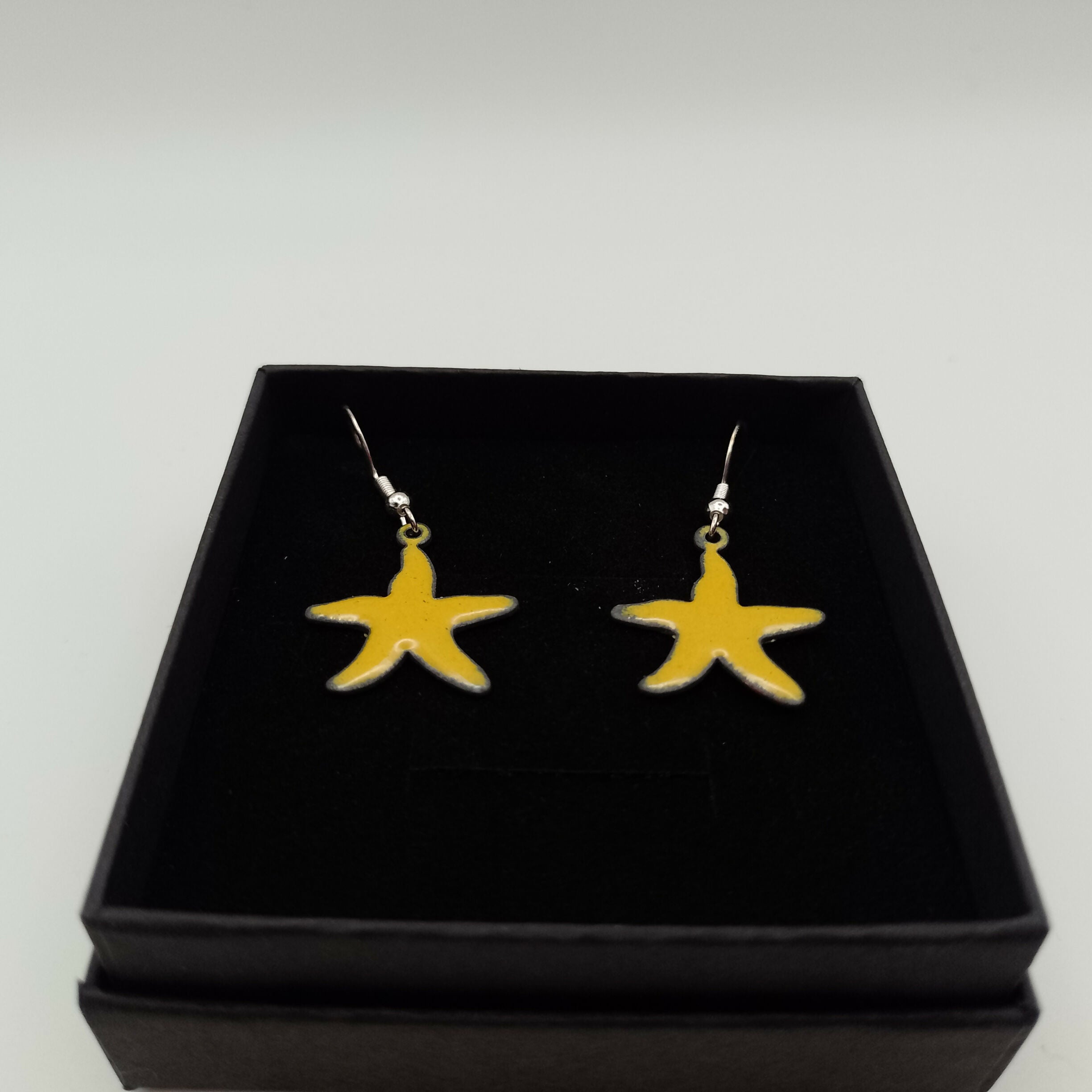 Yellow Starfish Enamel Earrings