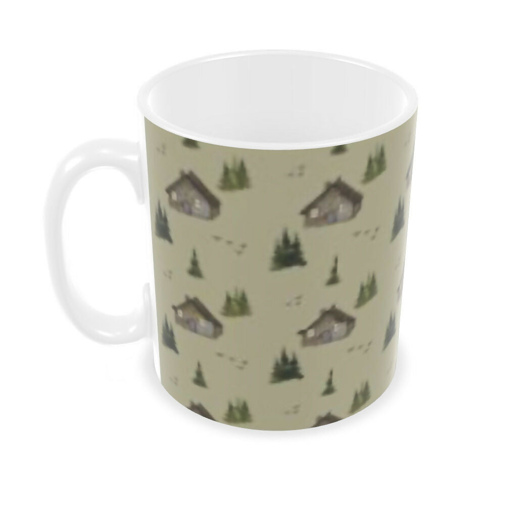 Ceramic Mug | heart tree, cottage, mushrooms art-led designs