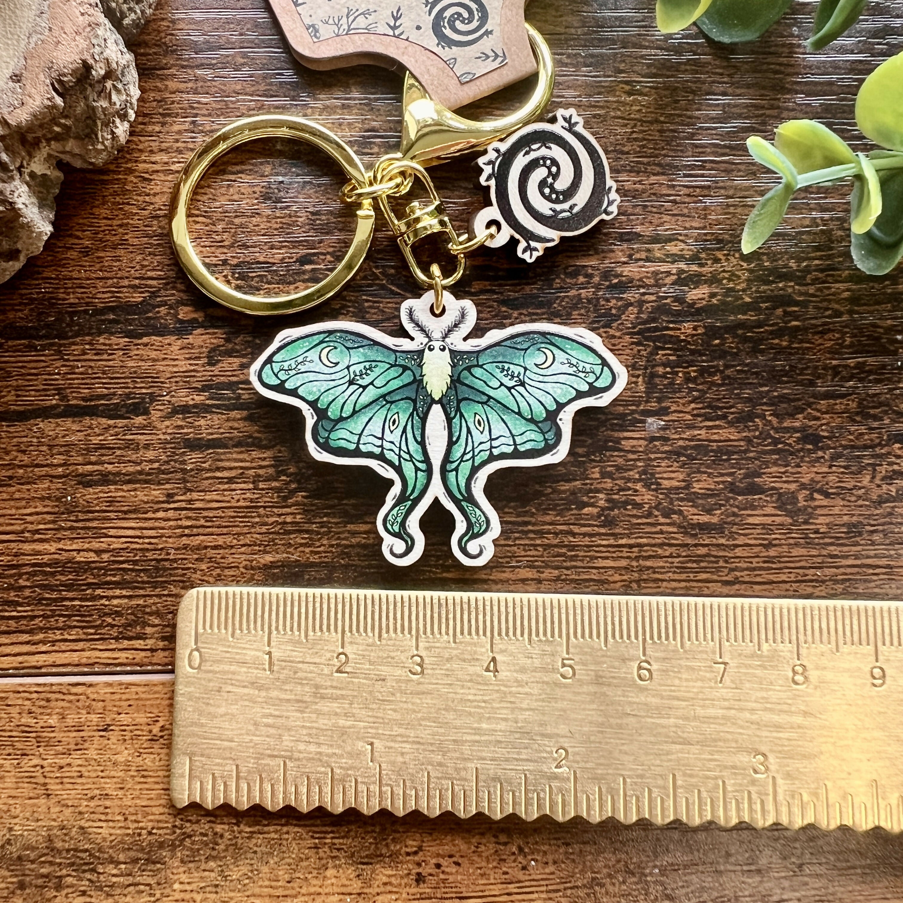 Lunar Moth Wooden Keyring