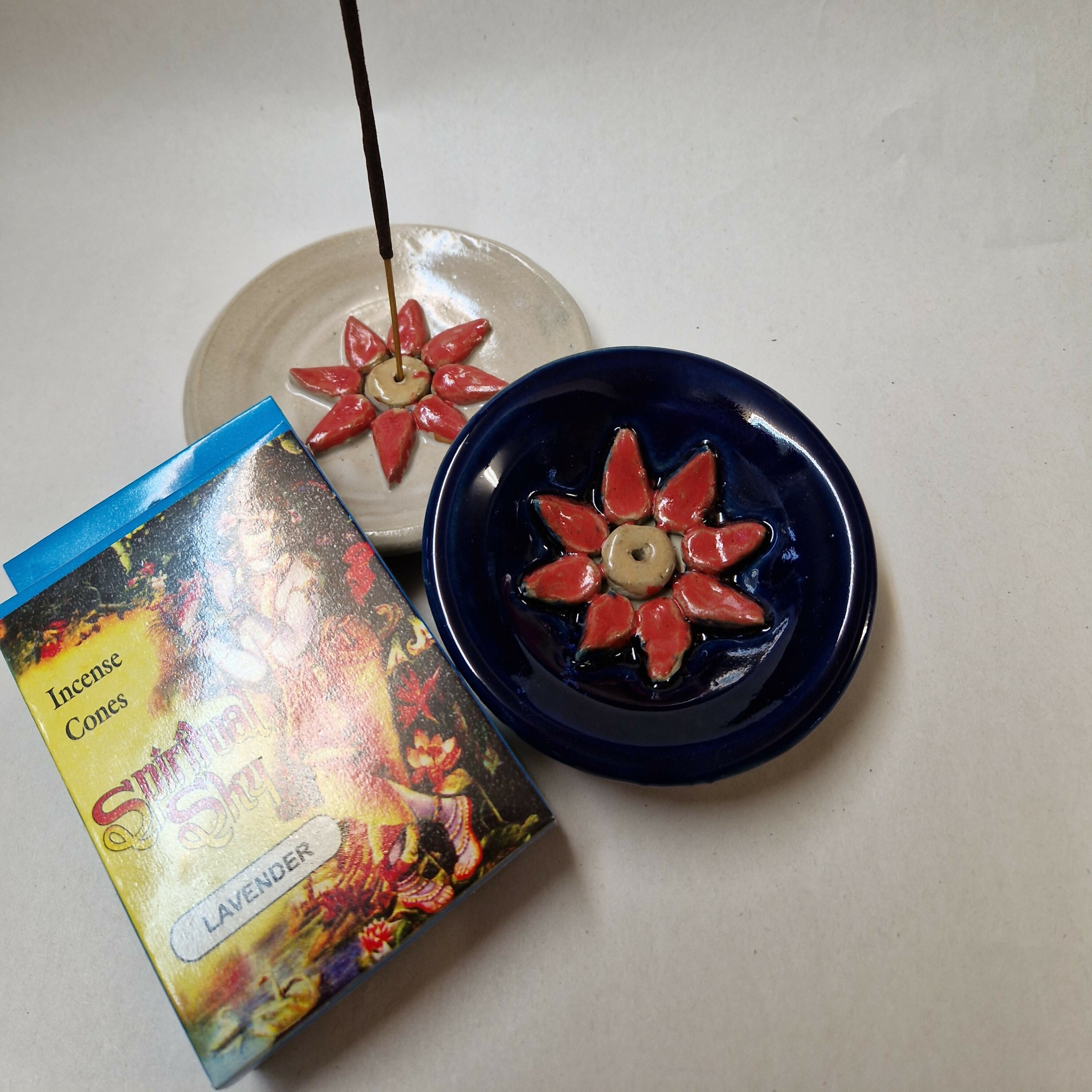 Ceramic Incense Dish With Cones or Reeds