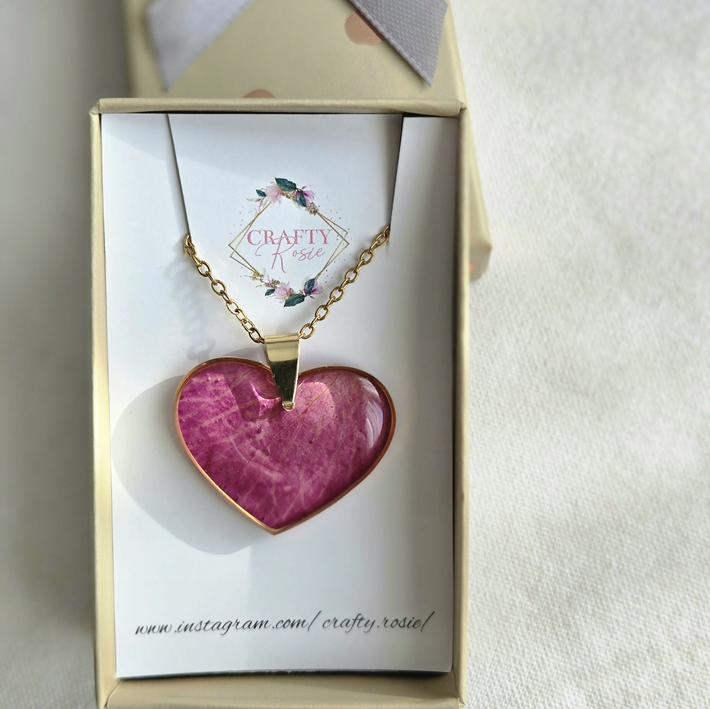 Stainless Steel Real Dried Red Rose Petal Necklace